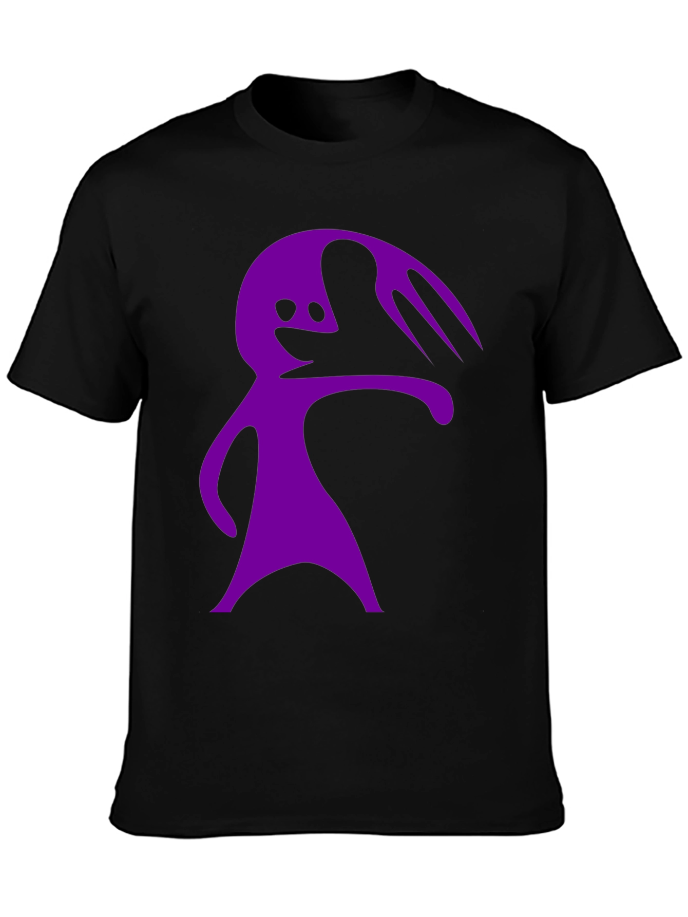 Purple Cartoon Character Graphic Black T-Shirt
