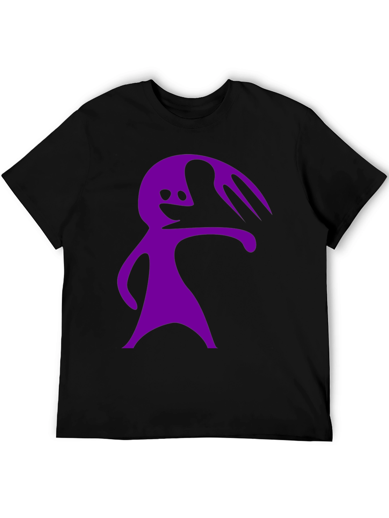 Purple Cartoon Character Graphic Black T-Shirt