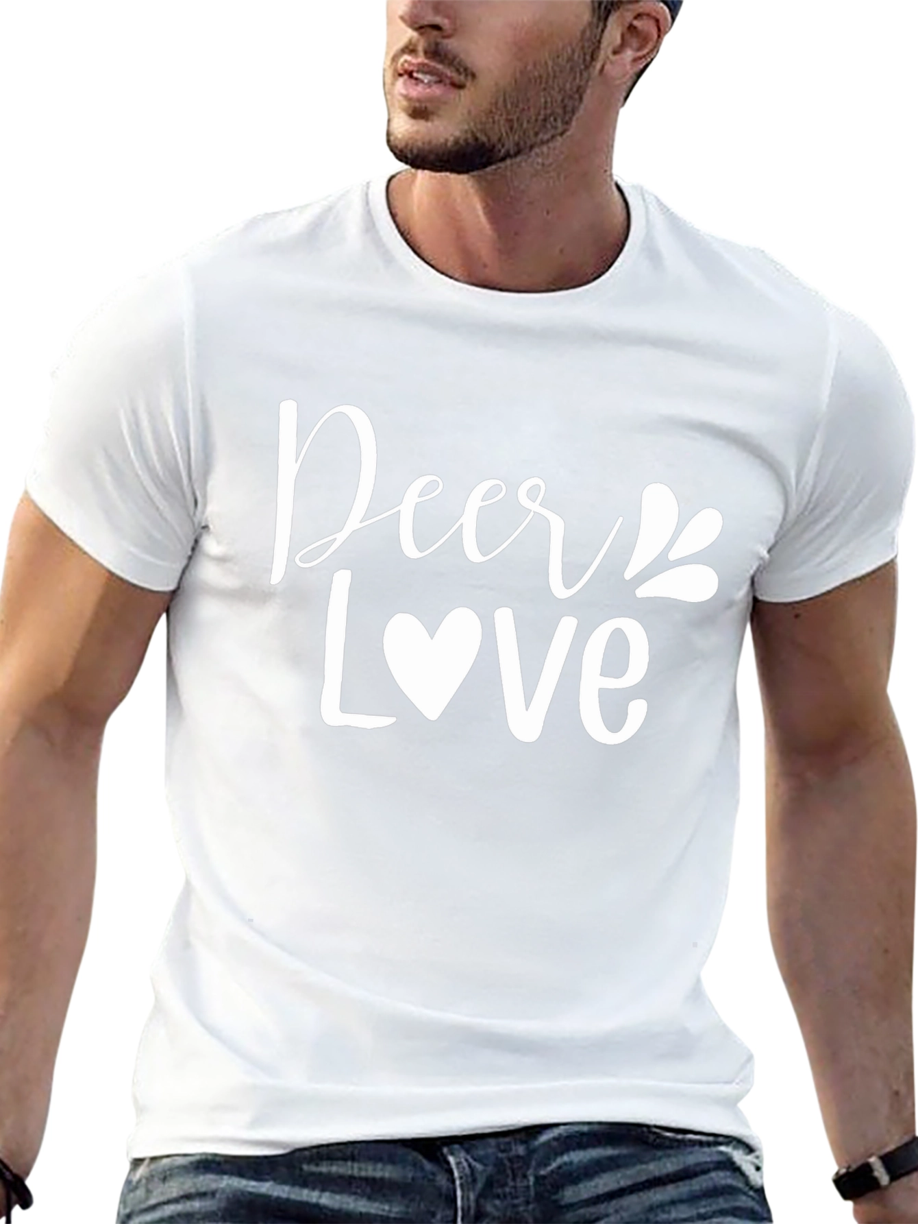 Deer Love Graphic T-Shirt - Black Crew Neck Tee