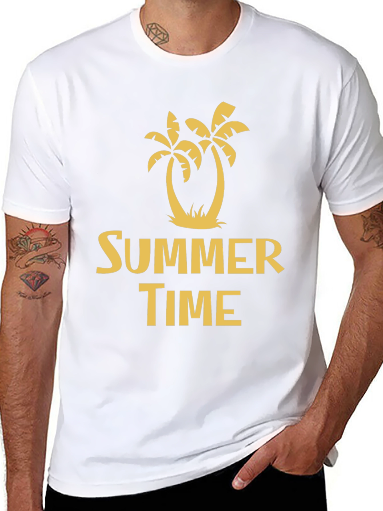 Summer Time Graphic Print Black T-Shirt