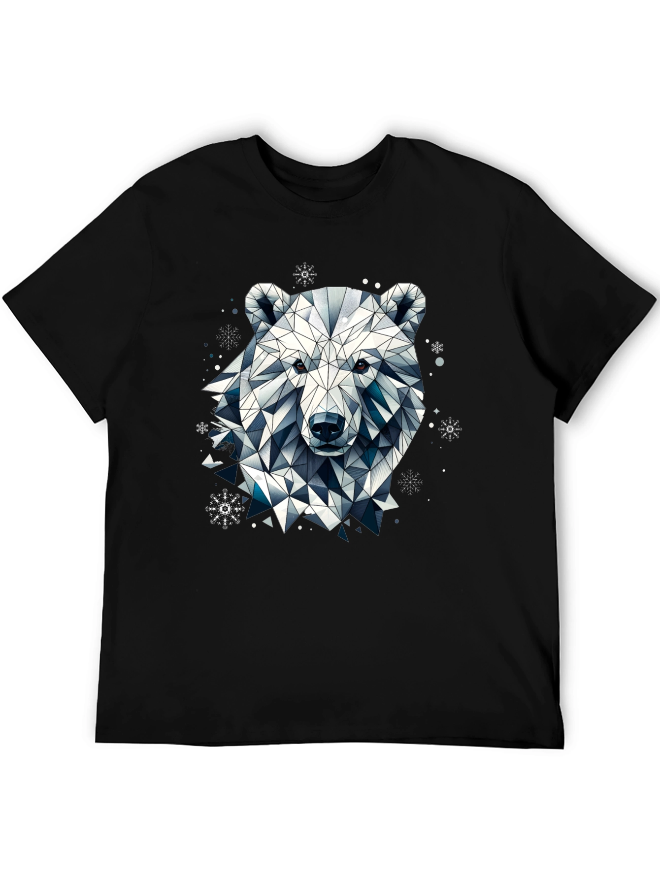 Geometric Polar Bear Black T-Shirt
