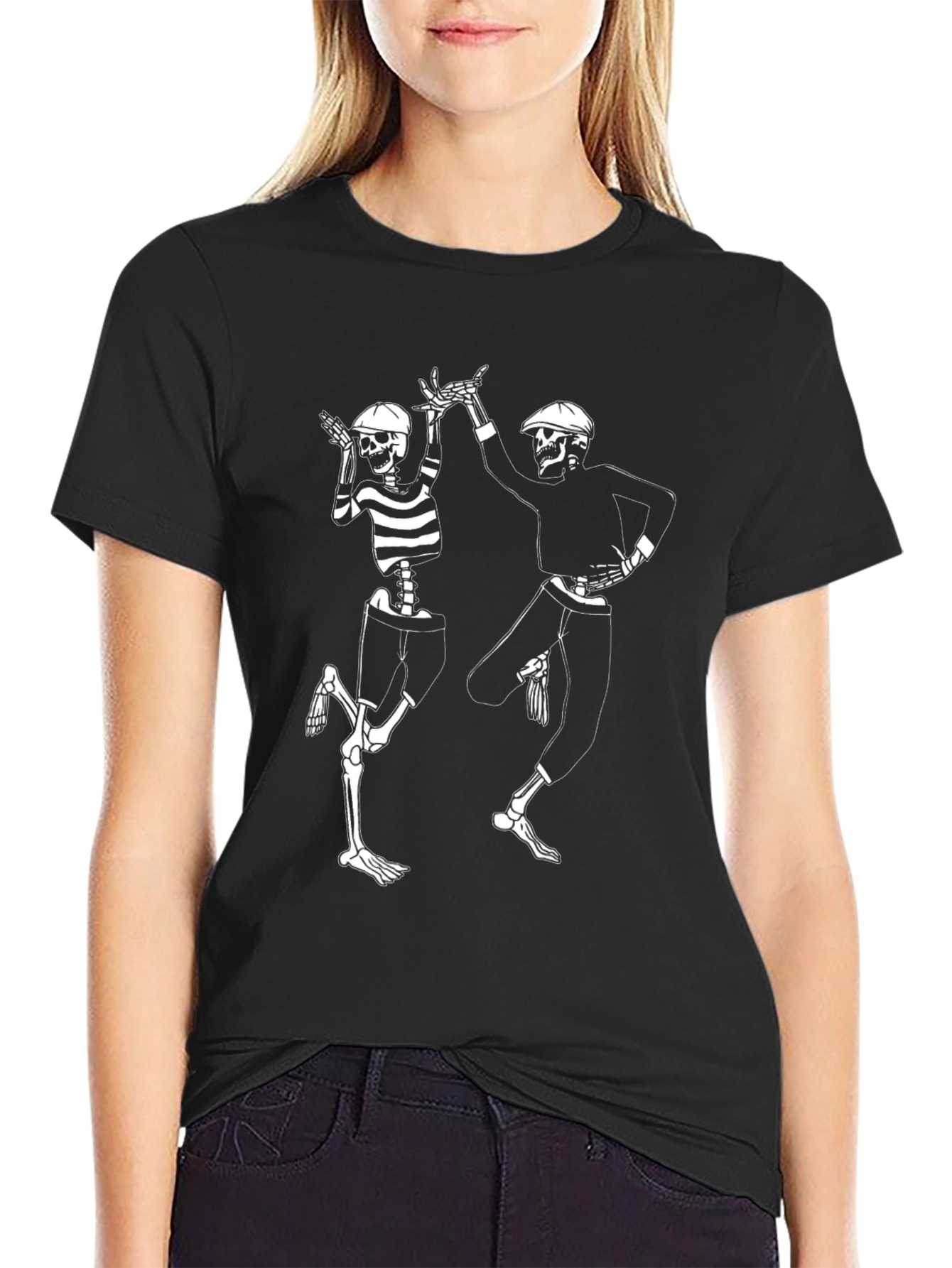 Dancing Skeletons Graphic Tee - Black