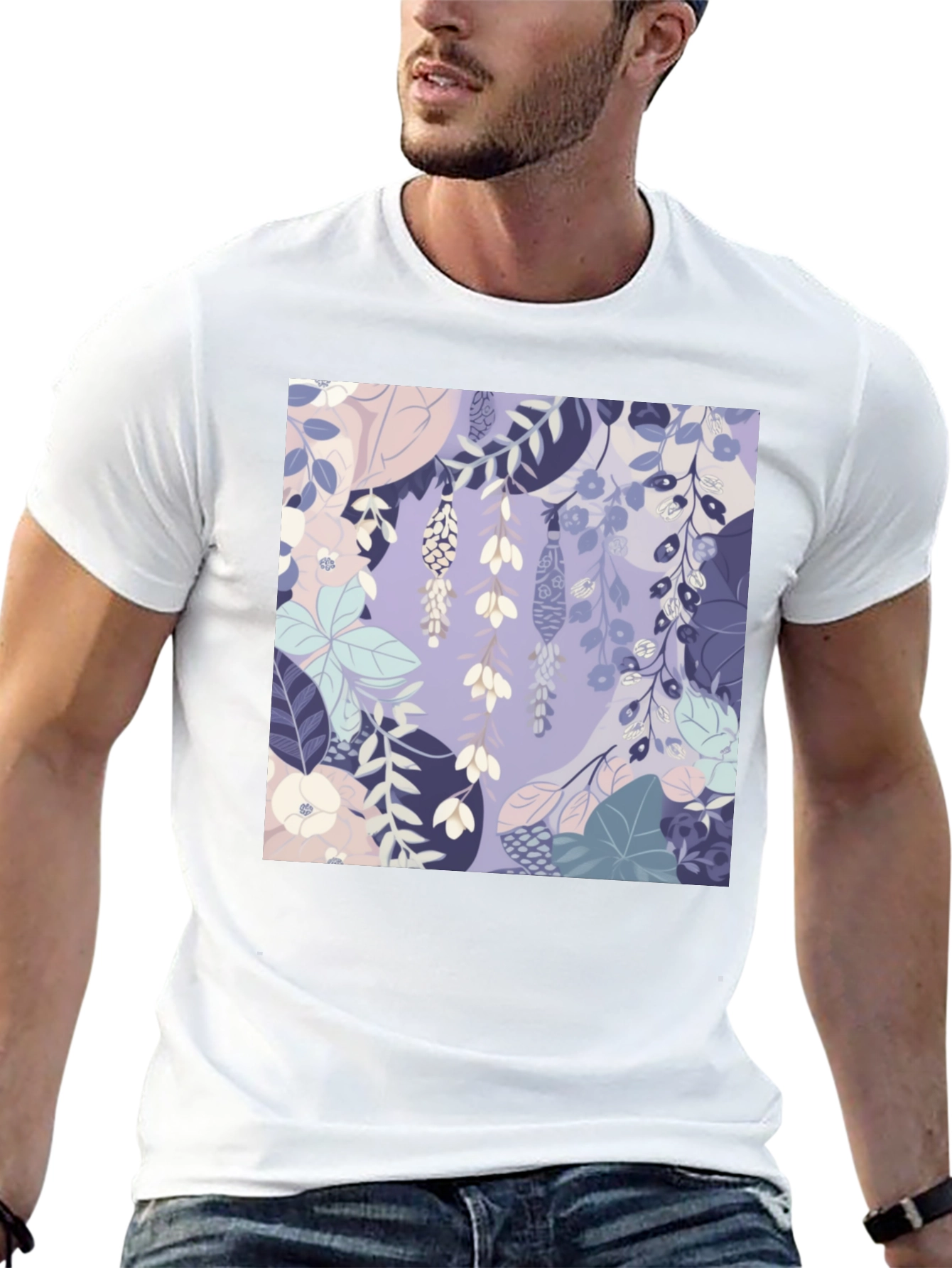 Floral Print Tee - Stylish Mens Black T-Shirt
