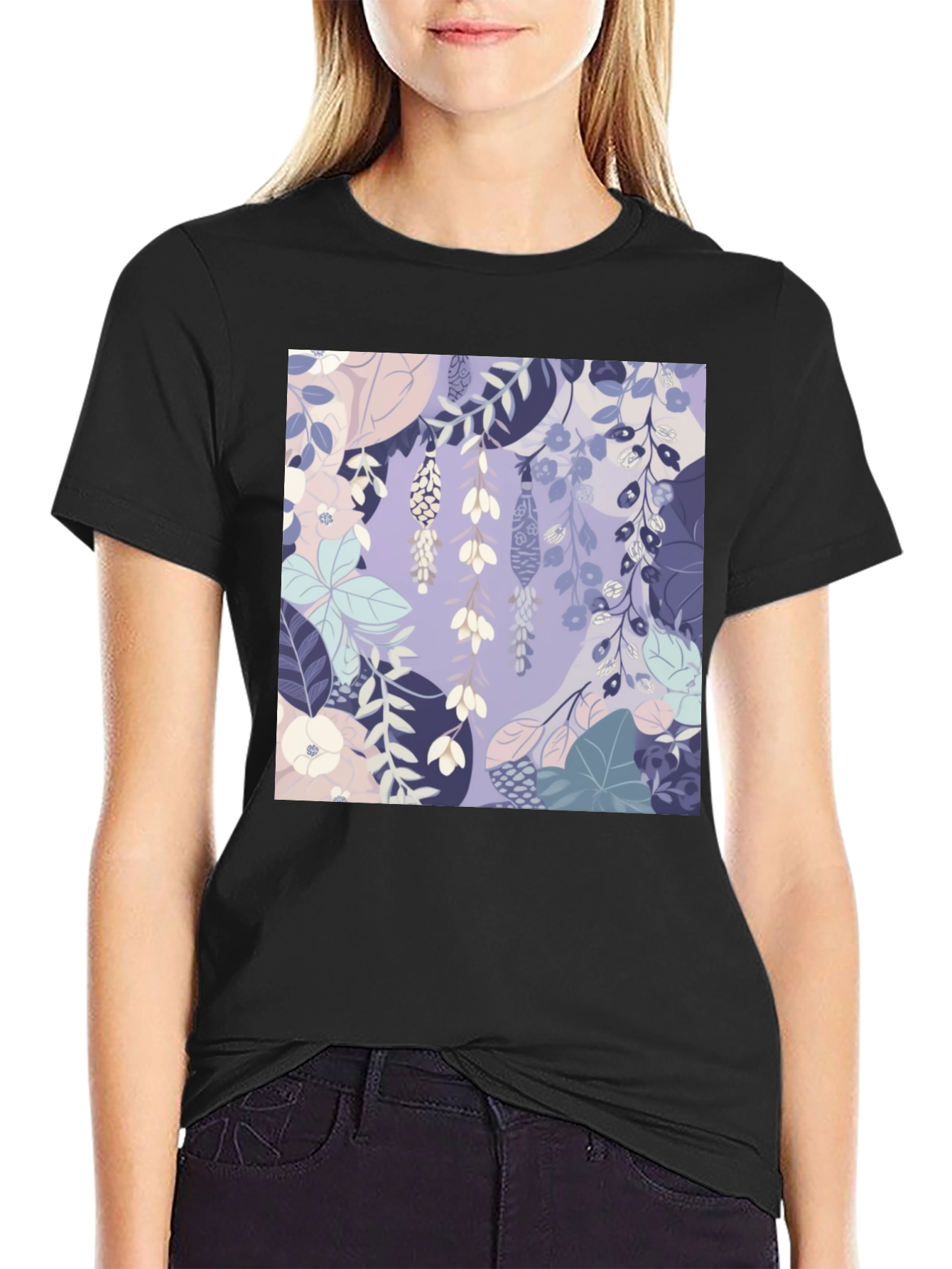Floral Print Tee - Stylish Mens Black T-Shirt