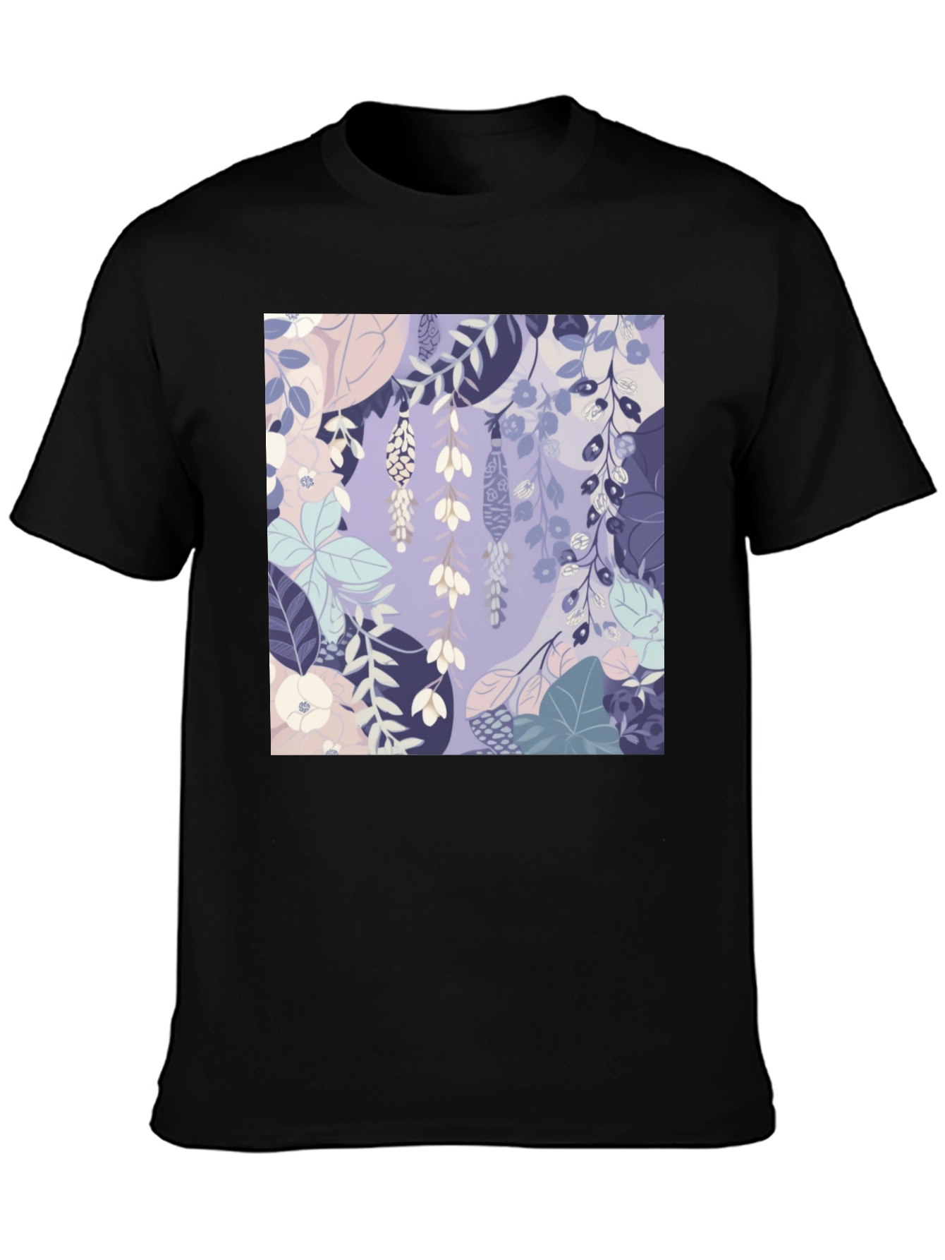 Floral Print Tee - Stylish Mens Black T-Shirt
