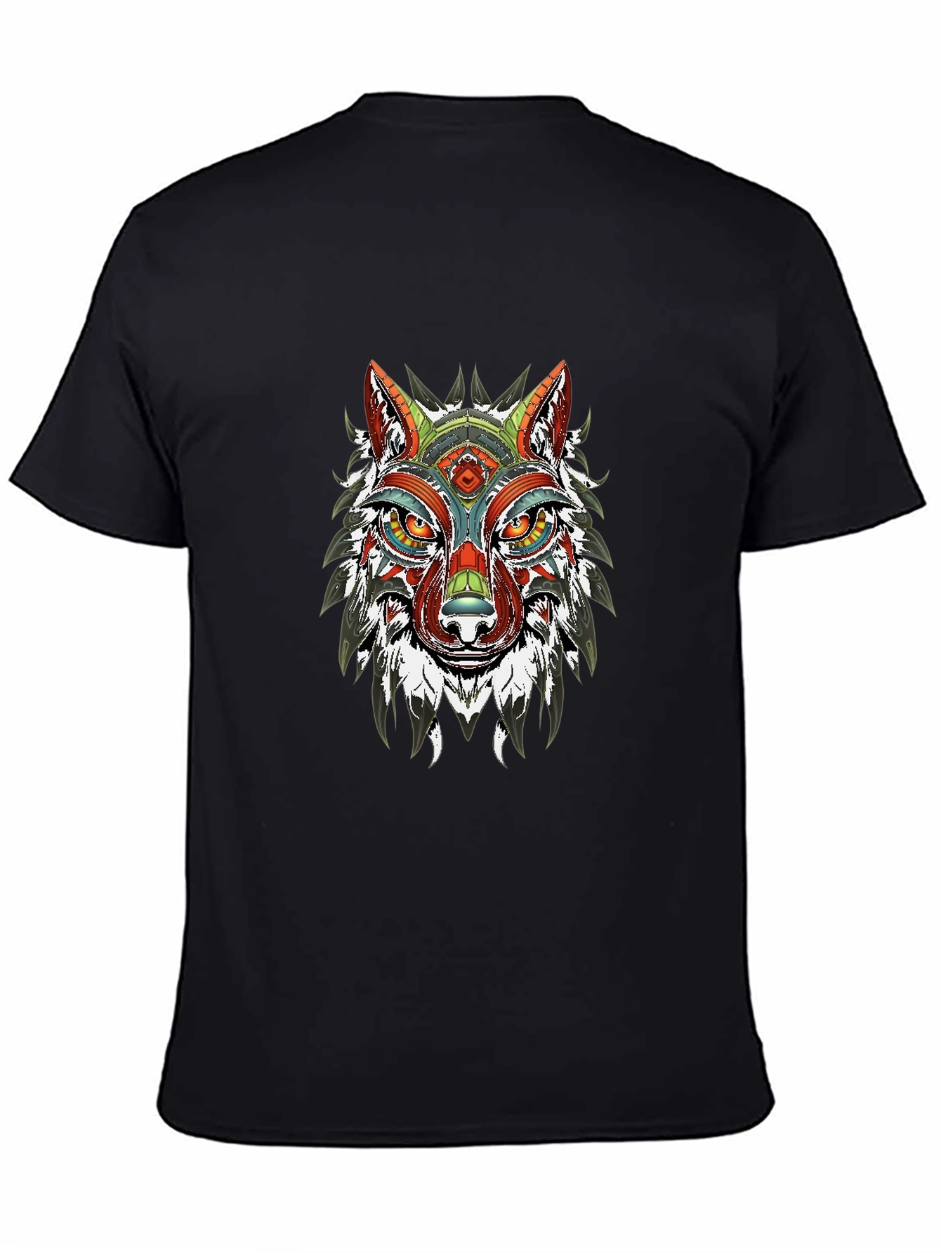 Aztec Wolf Graphic Black T-Shirt