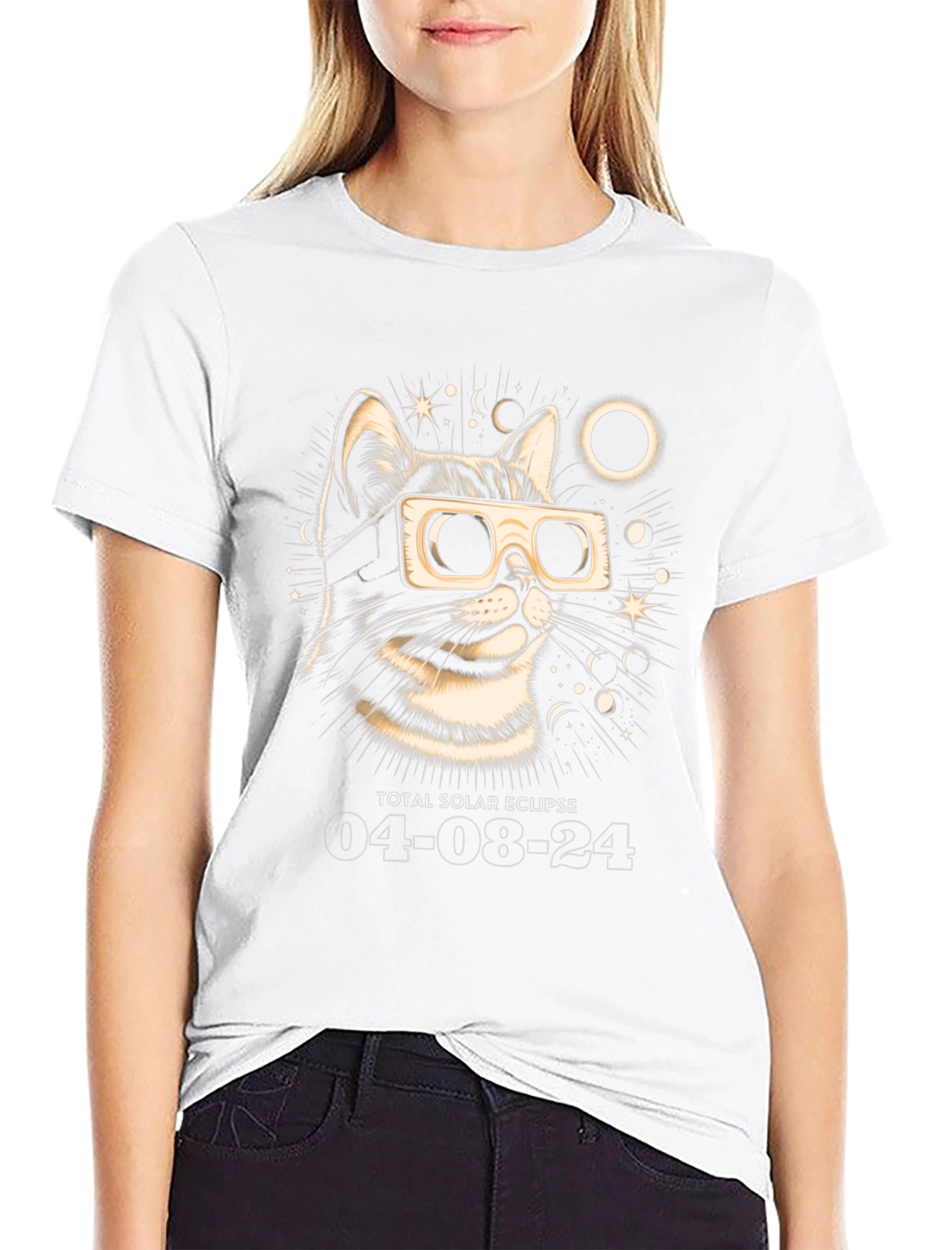 Total Solar Eclipse 2024 Cat T-Shirt