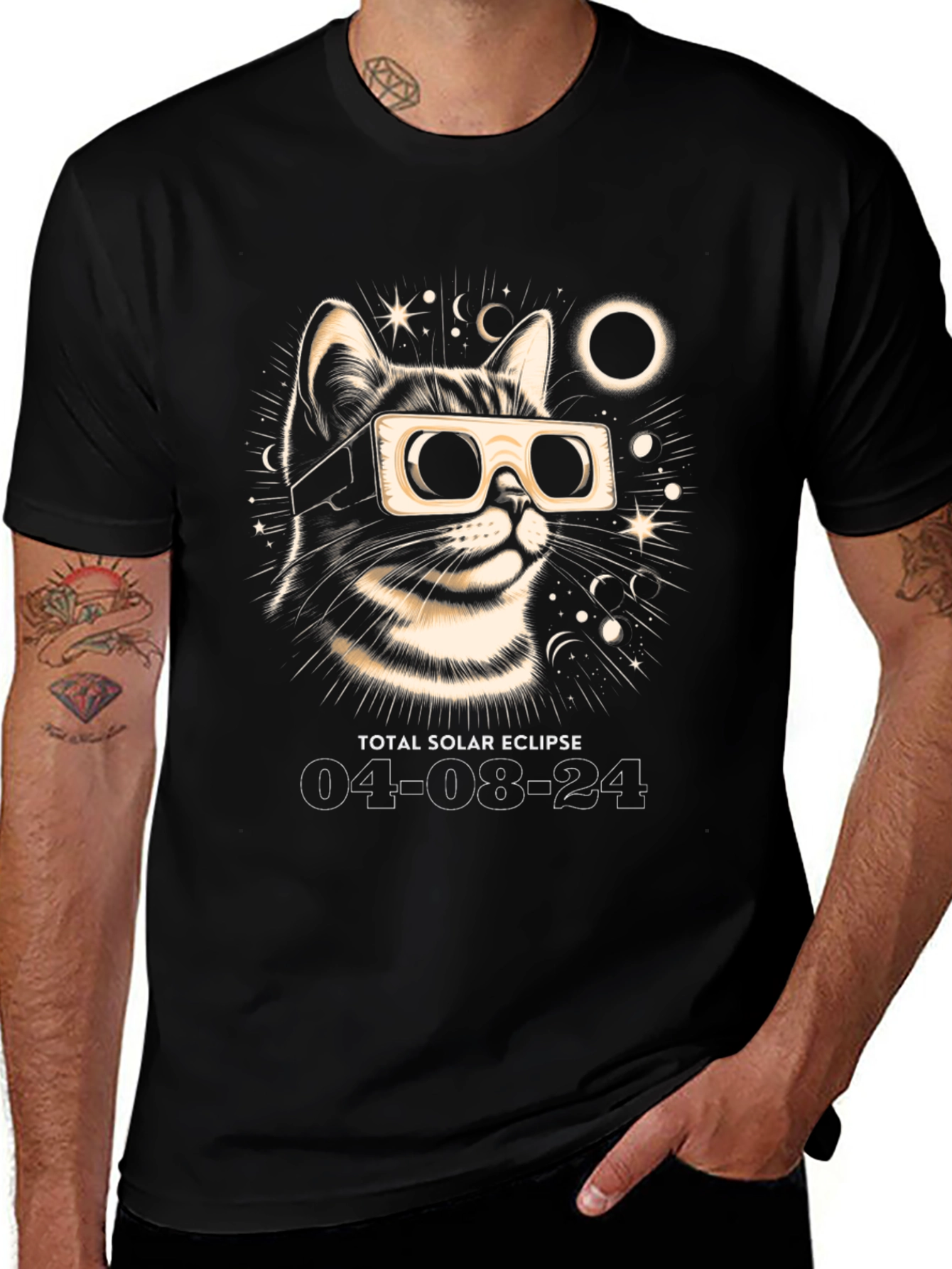 Total Solar Eclipse 2024 Cat T-Shirt
