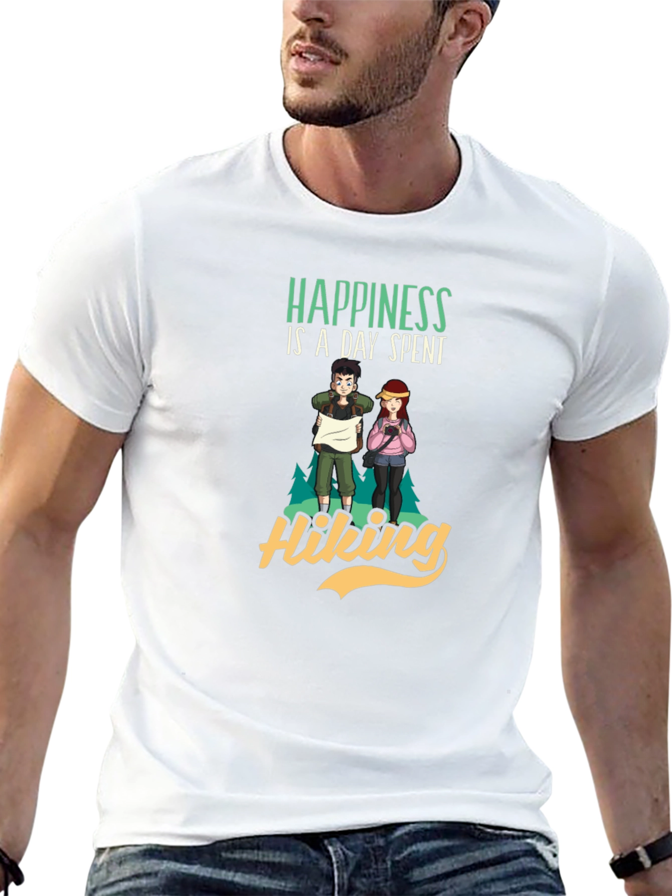 Happiness is a Day Spent Hiking Graphic T-Shirt