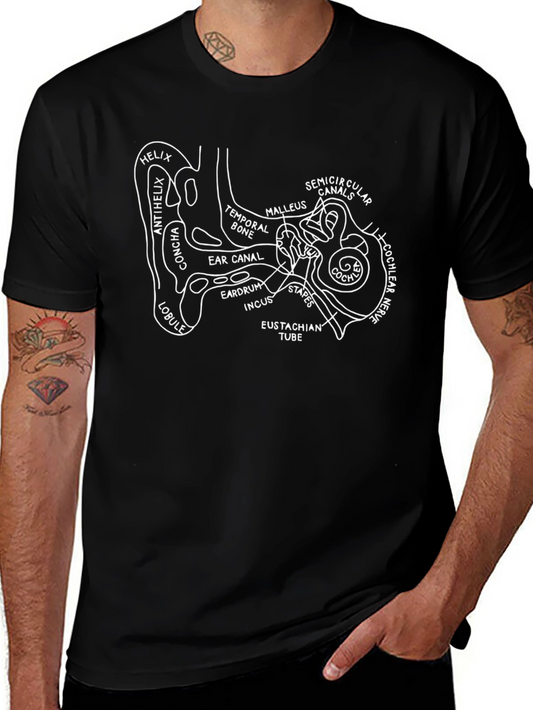 Human Ear Anatomy Diagram T-Shirt - Medical Science Tee