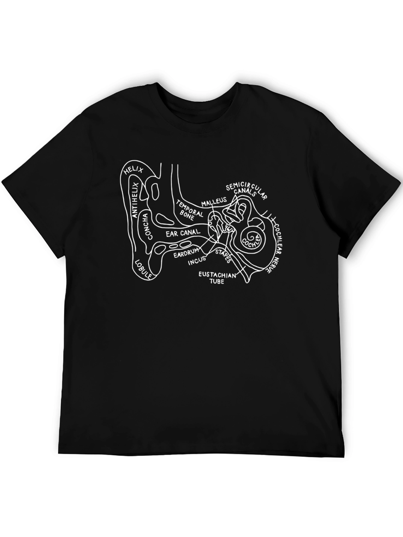 Human Ear Anatomy Diagram T-Shirt - Medical Science Tee