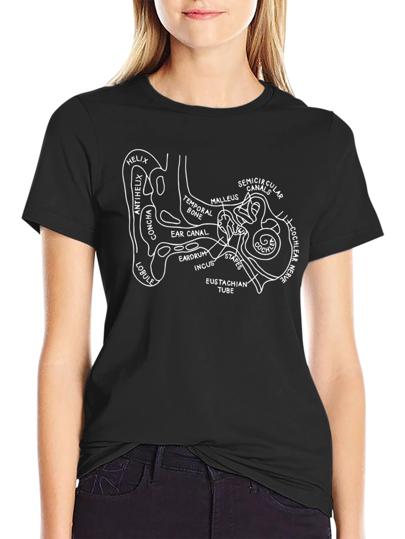 Human Ear Anatomy Diagram T-Shirt - Medical Science Tee