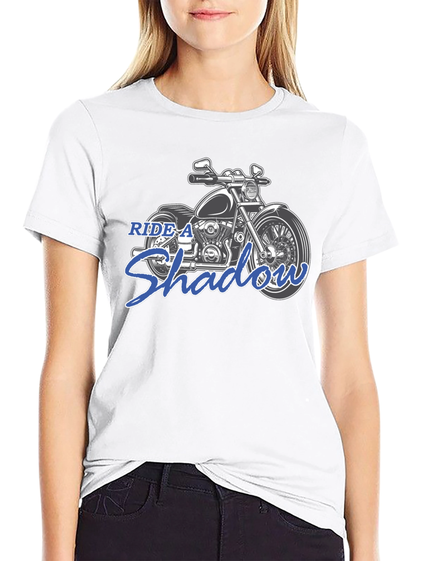 Ride A Shadow Motorcycle Graphic Tee - Black