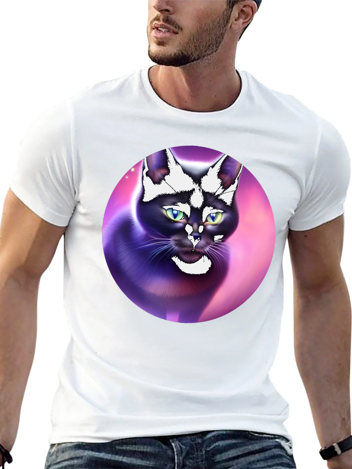 Black Cat Portrait Graphic Tee