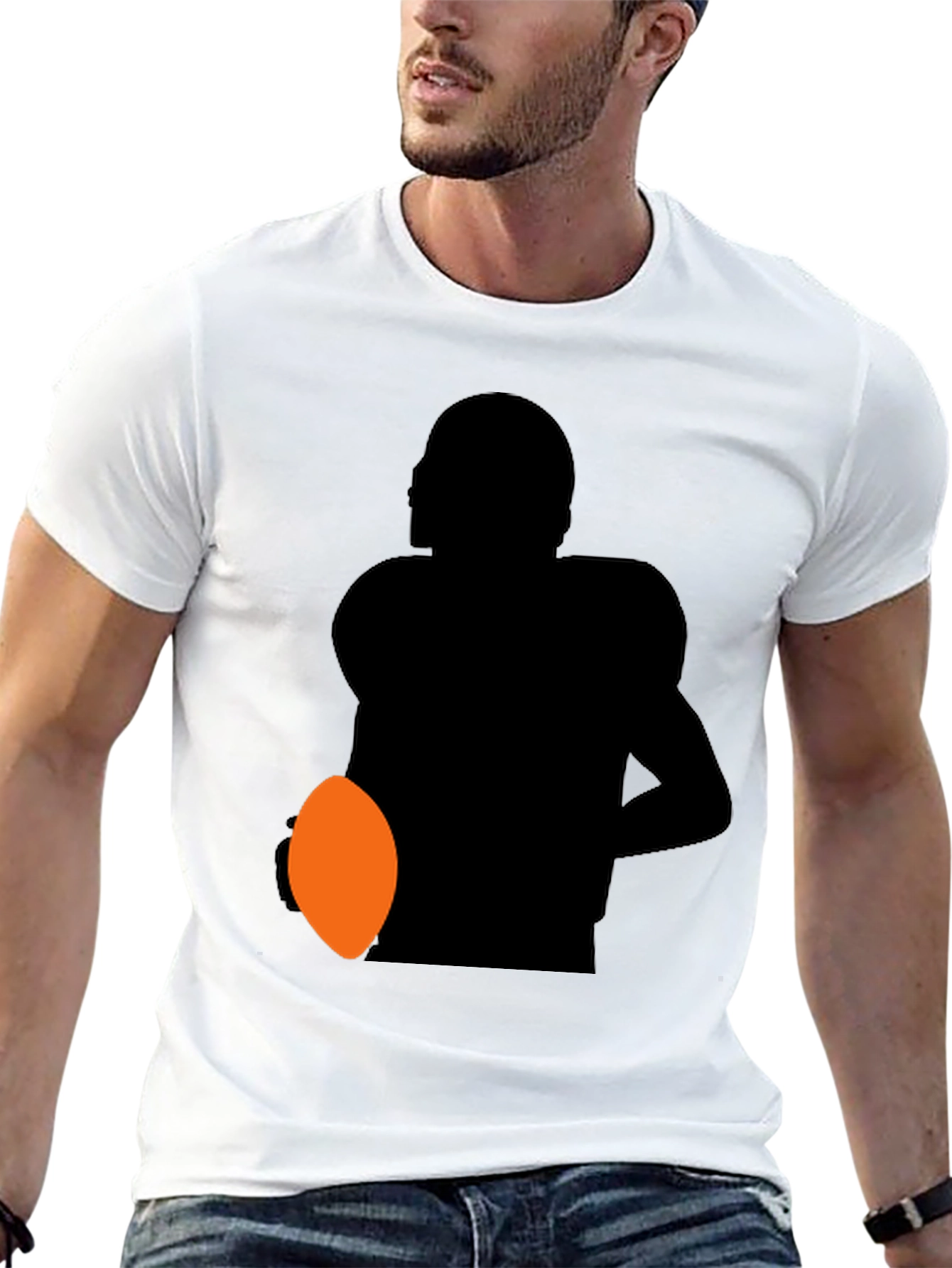 Football Player Silhouette Graphic Tee