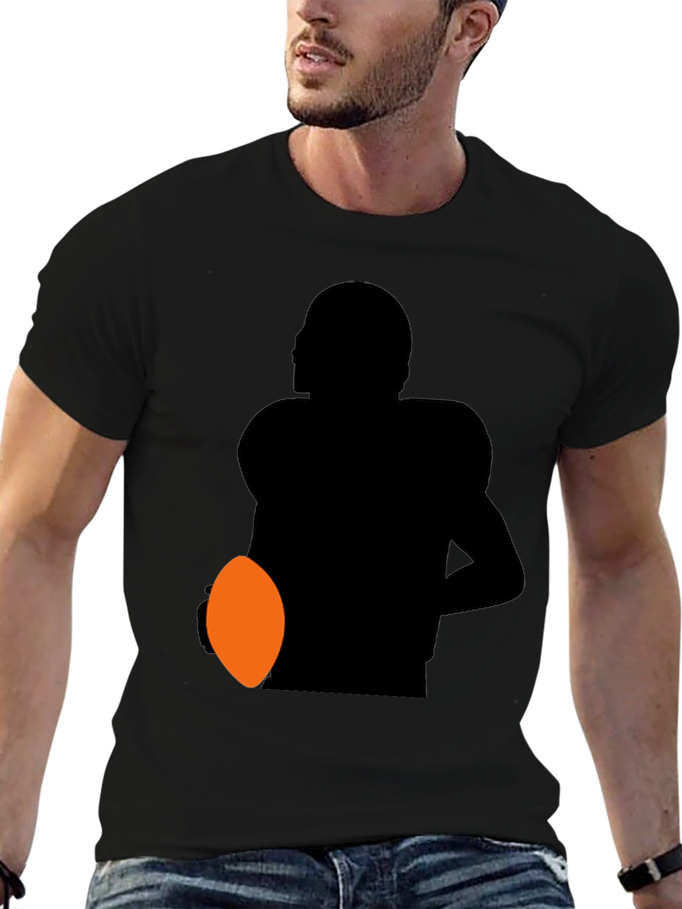 Football Player Silhouette Graphic Tee