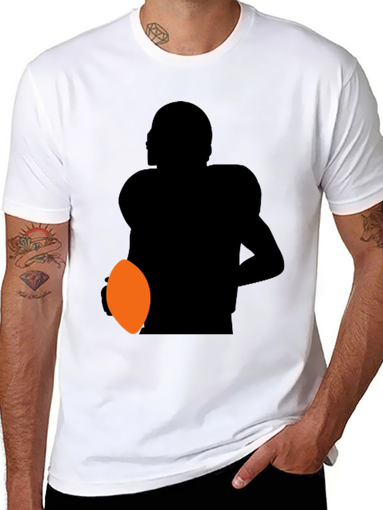 Football Player Silhouette Graphic Tee