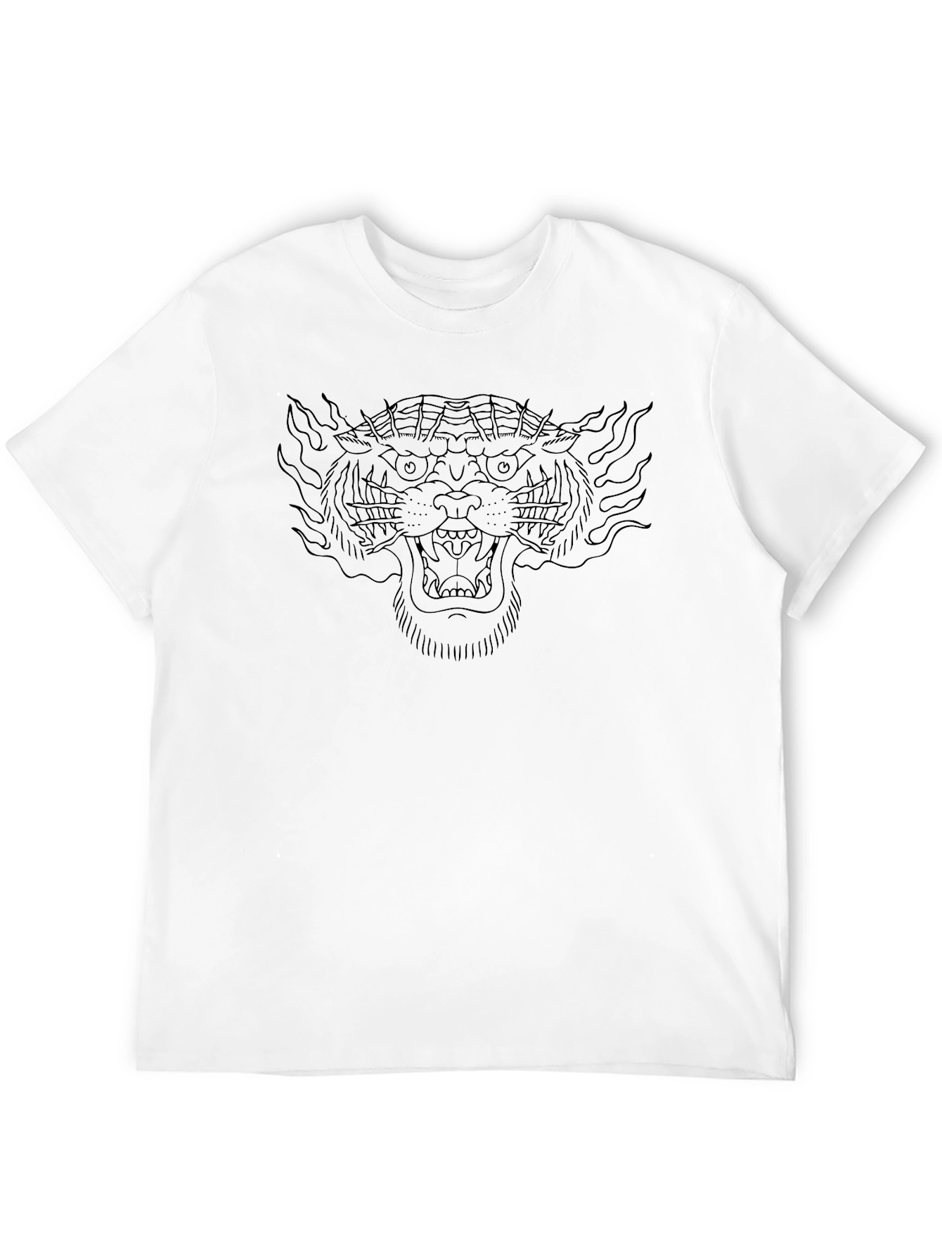 Black Graphic Tee - Tiger Flame Design