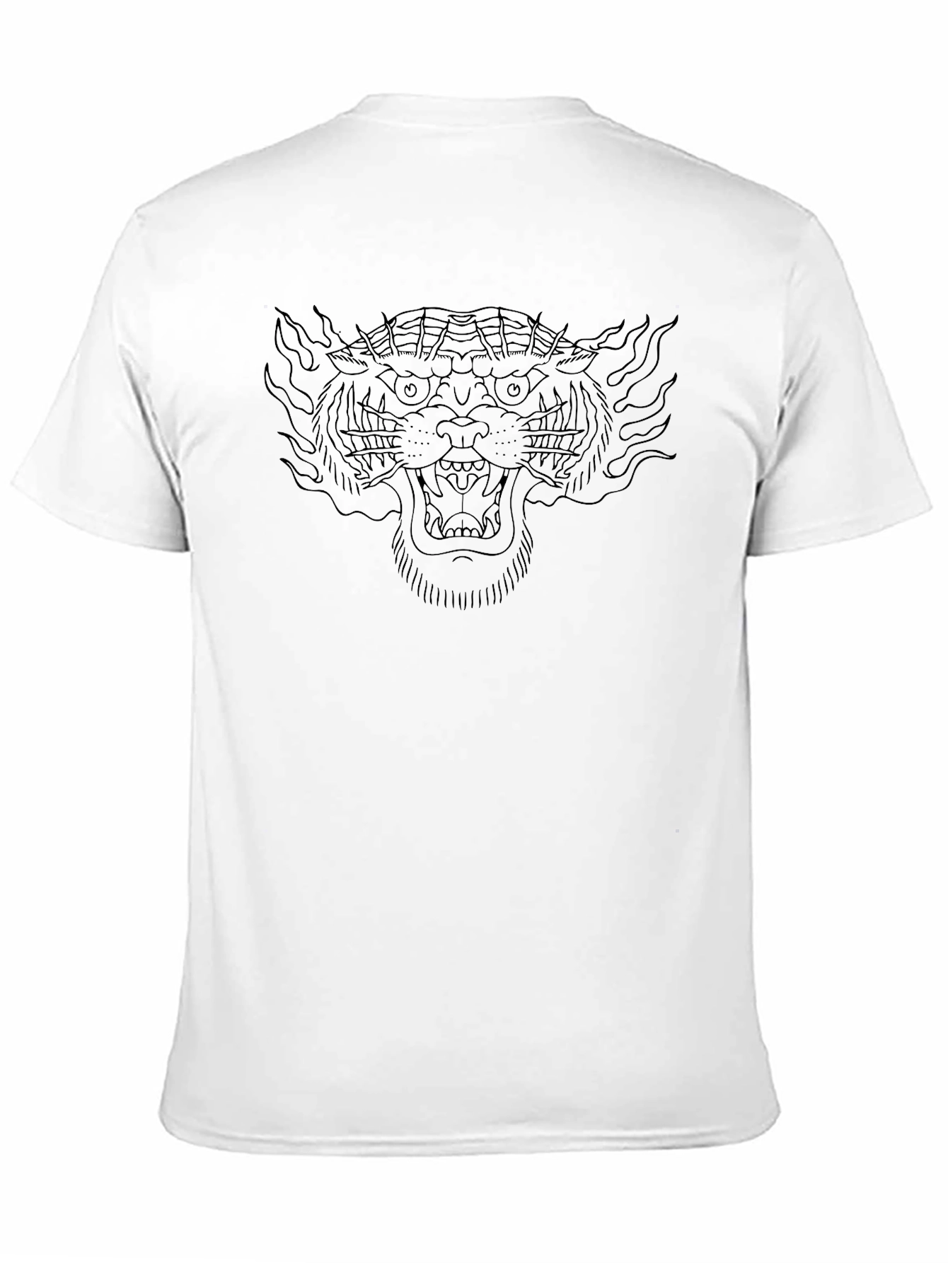 Black Graphic Tee - Tiger Flame Design