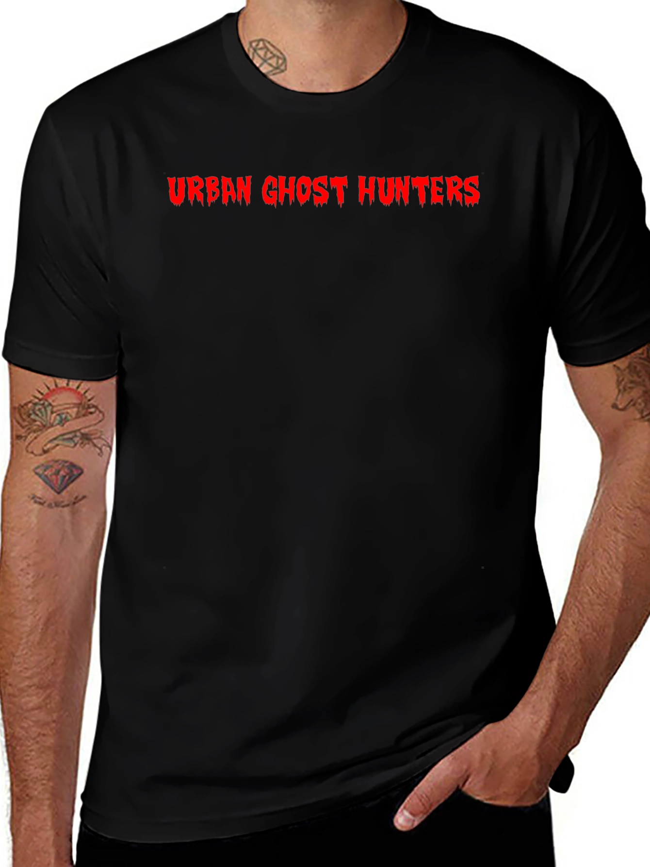 Urban Ghost Hunters Black T-Shirt - Red Graphic Print