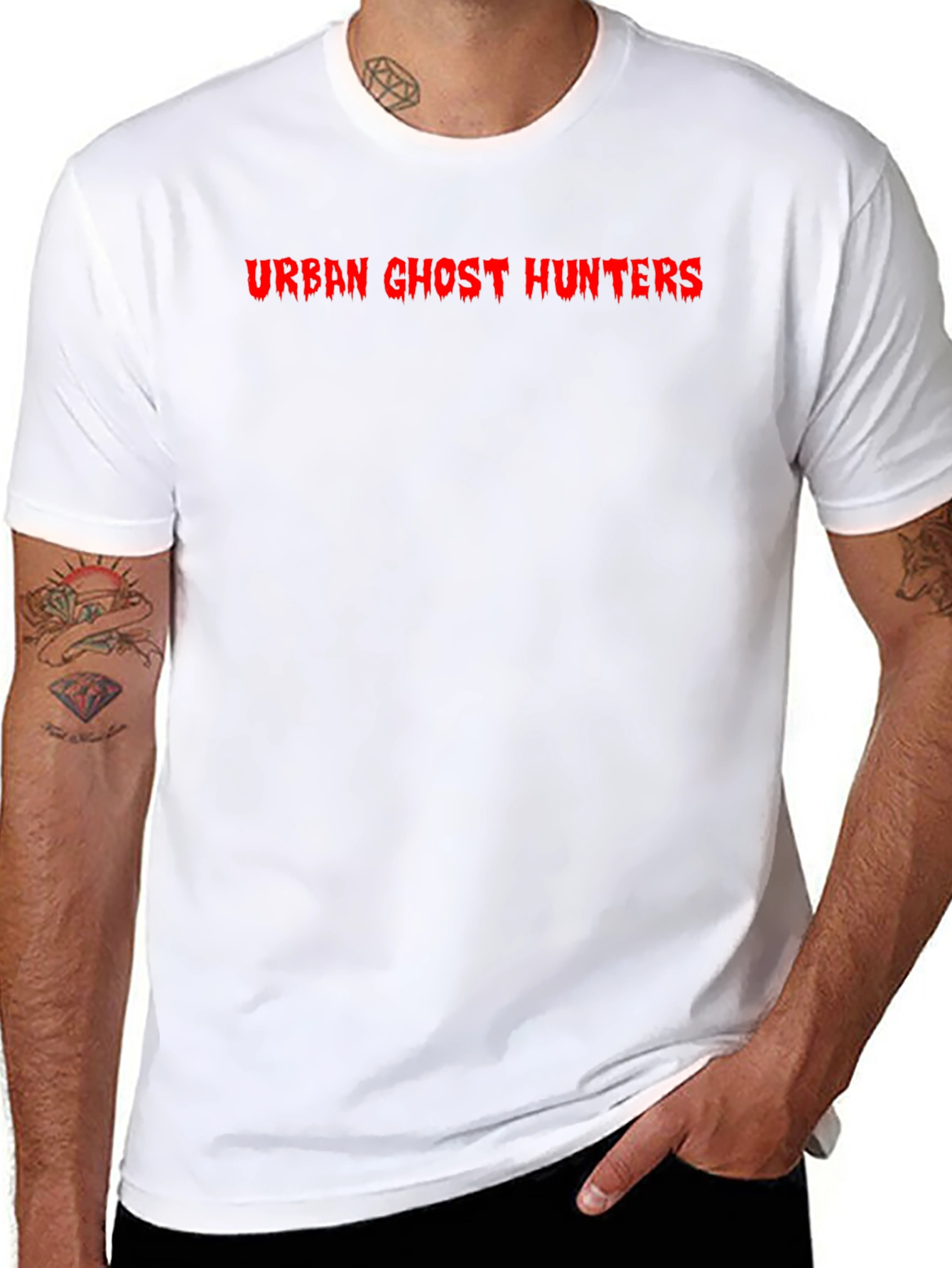 Urban Ghost Hunters Black T-Shirt - Red Graphic Print