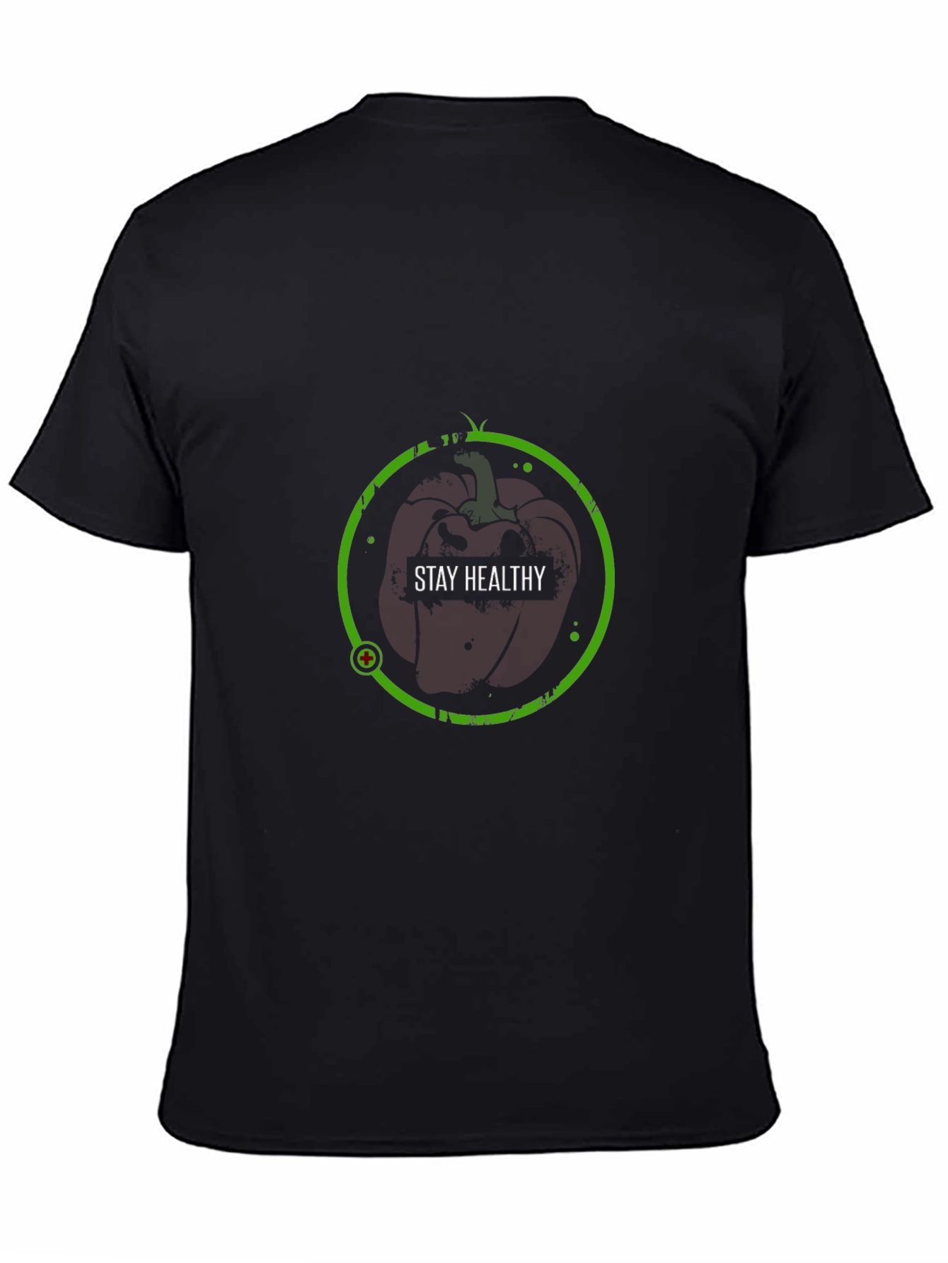 Stay Healthy Black T-Shirt - Apple Design