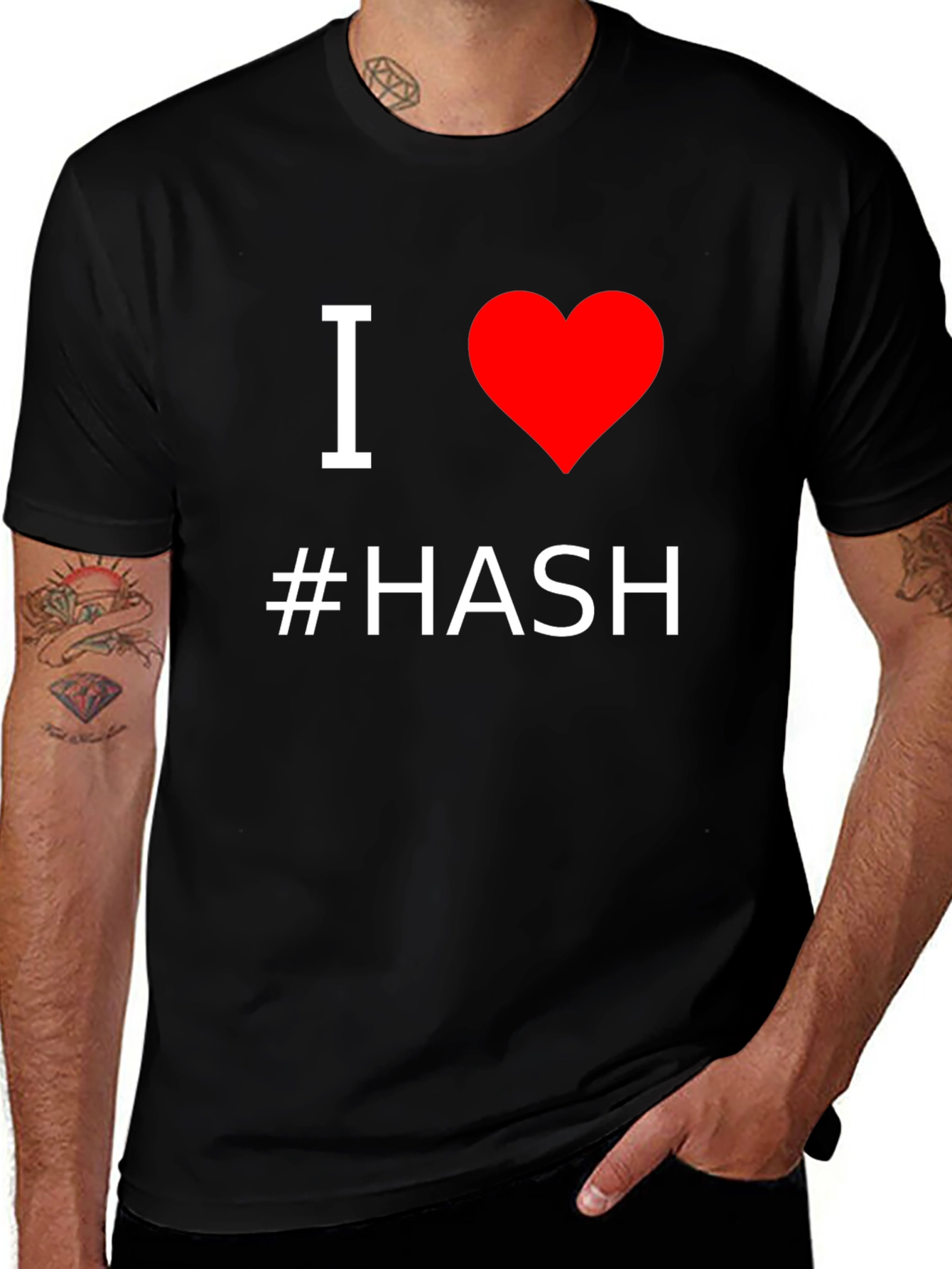I Love #Hash T-Shirt - Black Cotton Graphic Tee