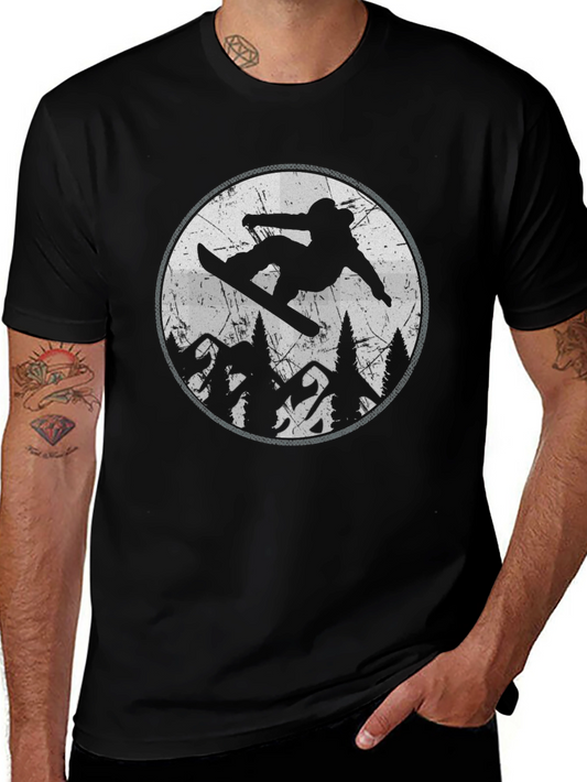 Snowboarder Graphic Tee - Black Mountain Design T-Shirt
