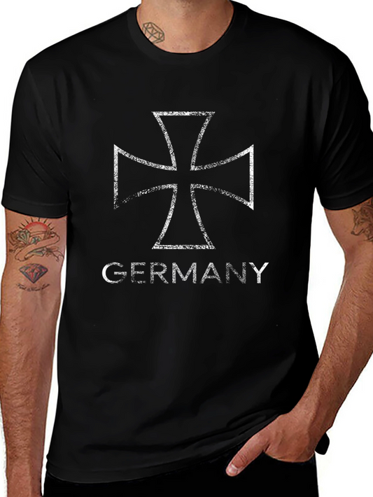 Germany Cross Graphic Black T-Shirt