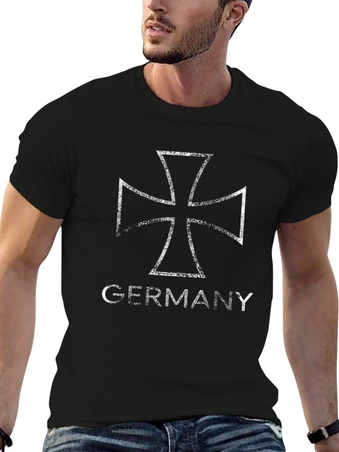 Germany Cross Graphic Black T-Shirt