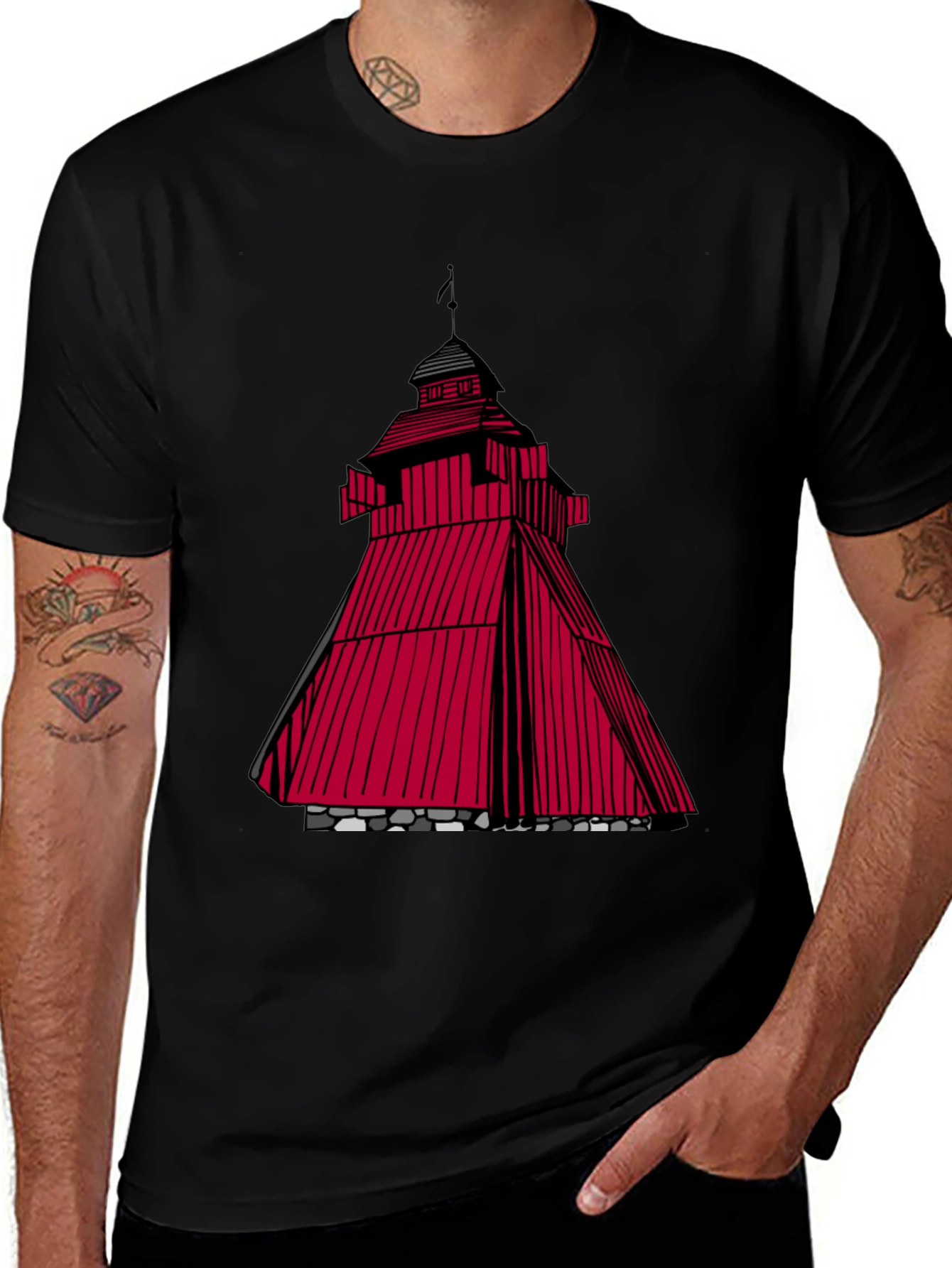 Red Tower Graphic T-Shirt - Unique Design