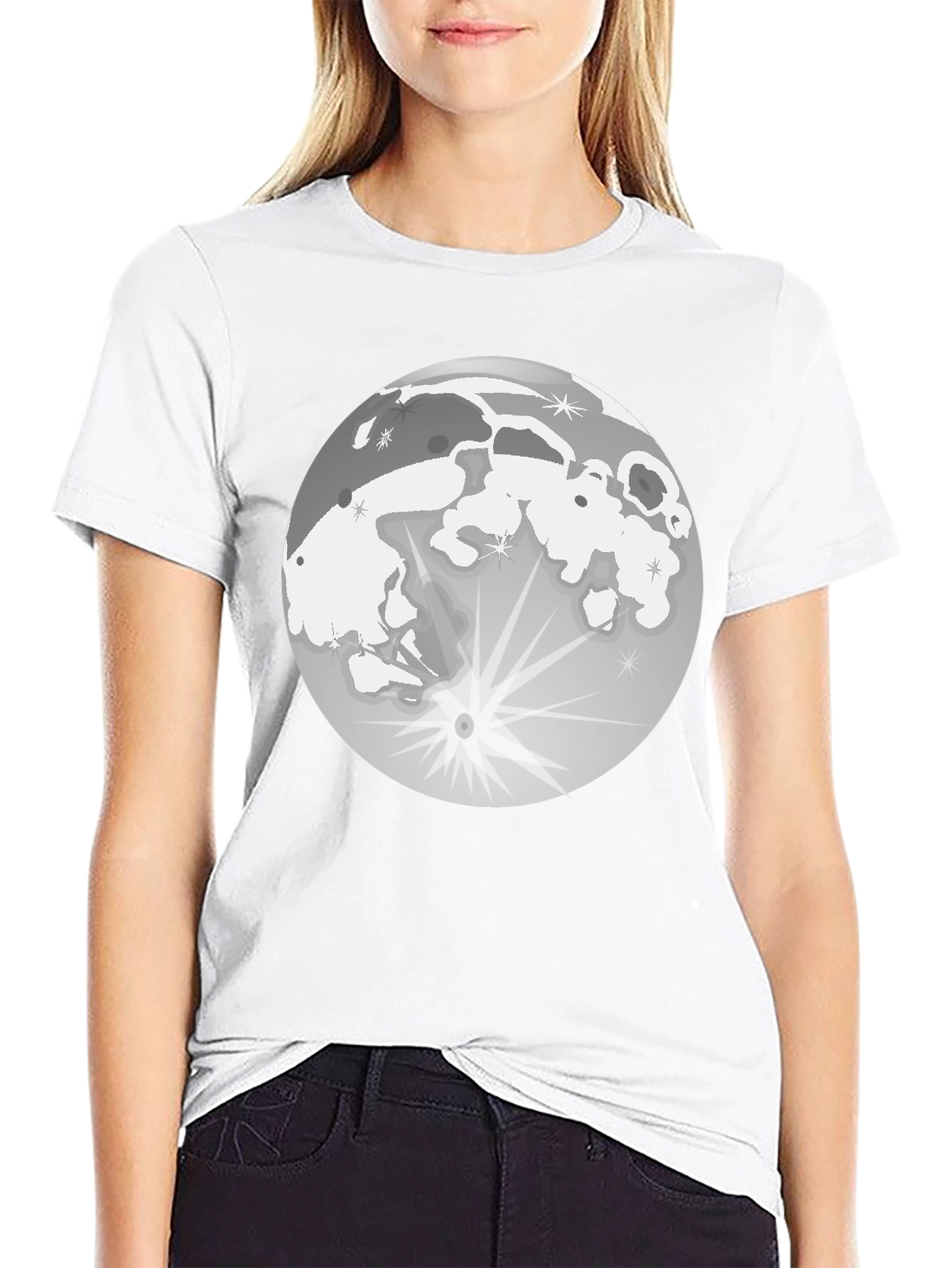 Lunar Eclipse Graphic T-Shirt - Black Cotton