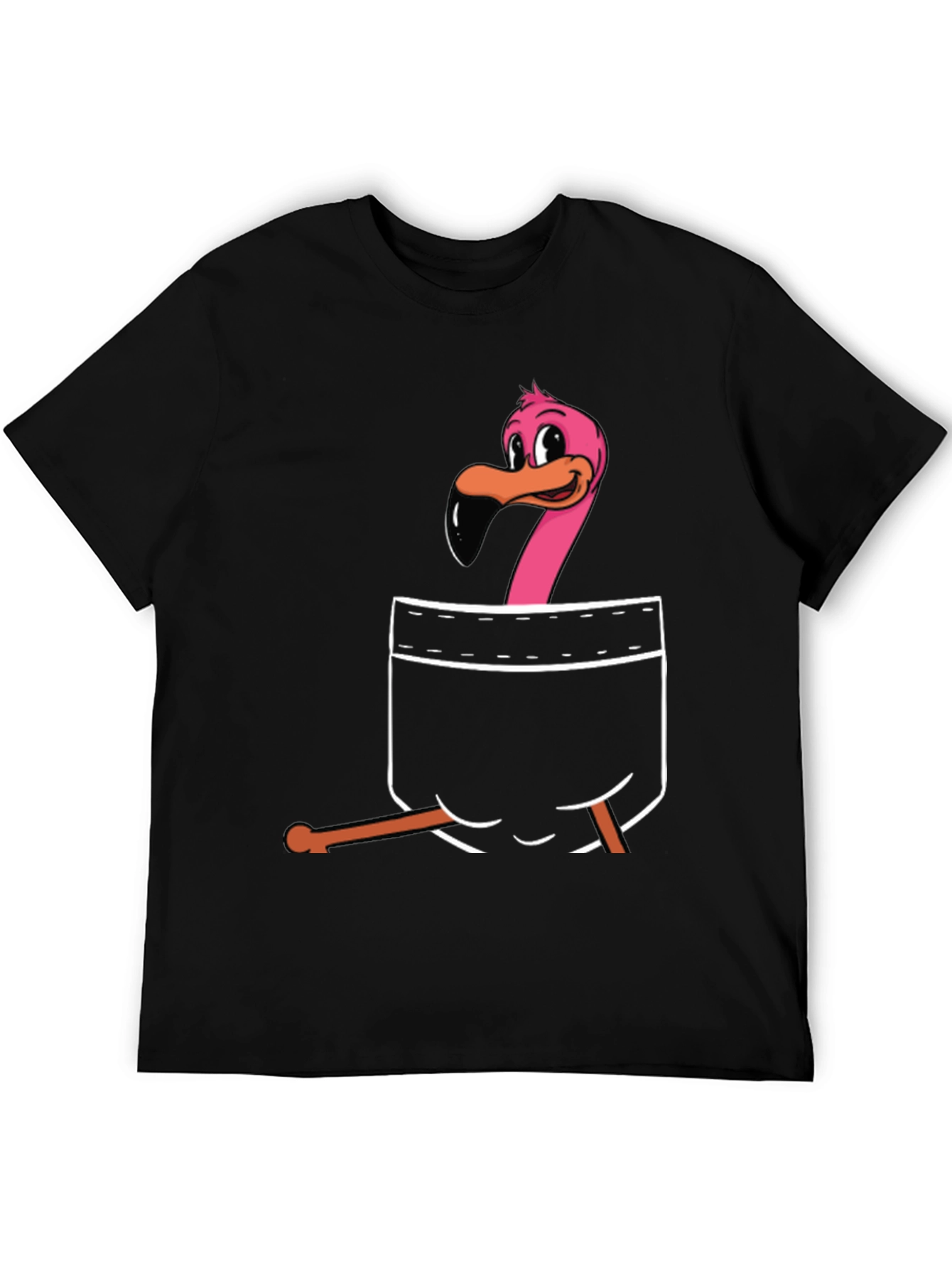 Flamingo Pocket Graphic T-Shirt - Black