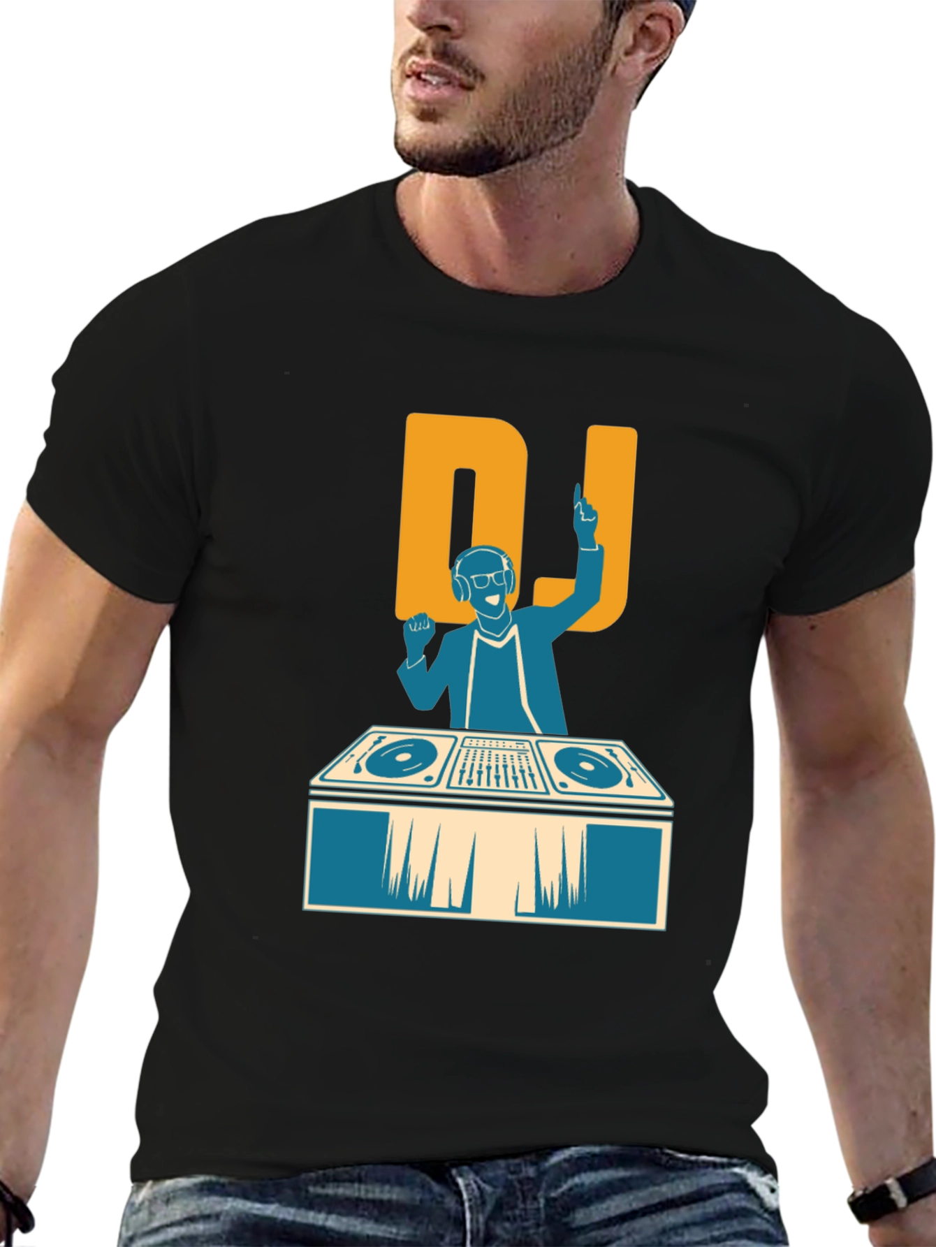DJ Graphic Print T-Shirt - Black