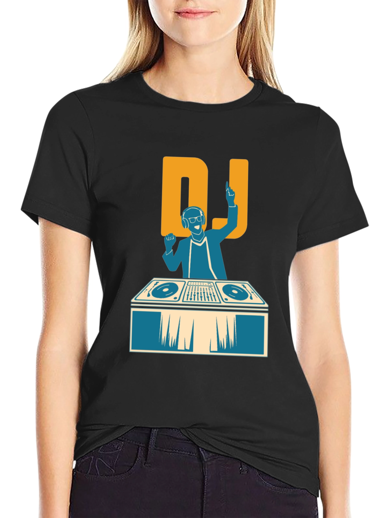 DJ Graphic Print T-Shirt - Black