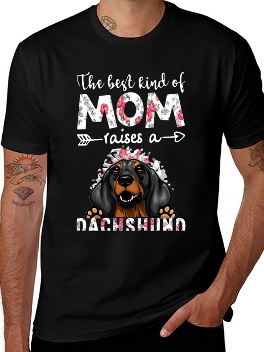 Dachshund Mom T-Shirt - Floral Design