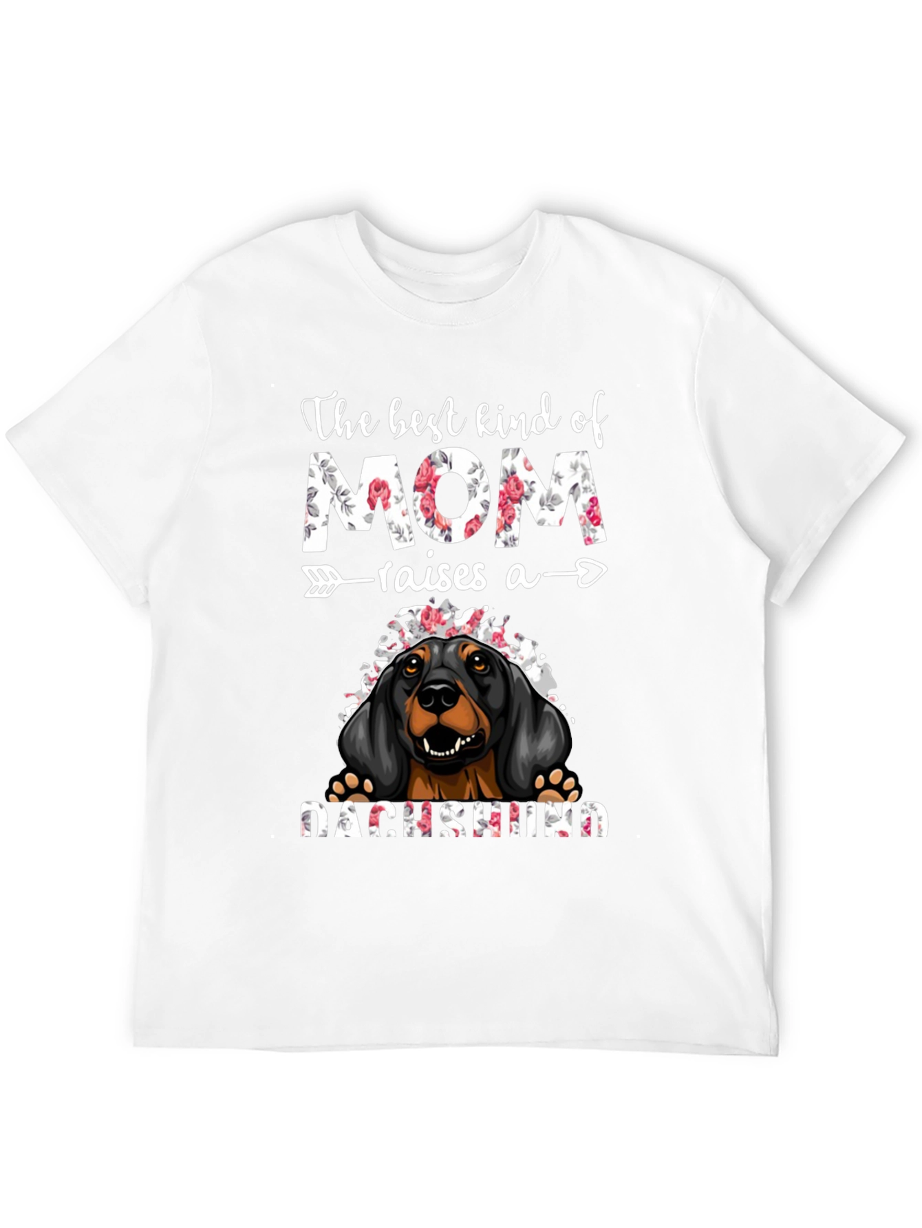 Dachshund Mom T-Shirt - Floral Design