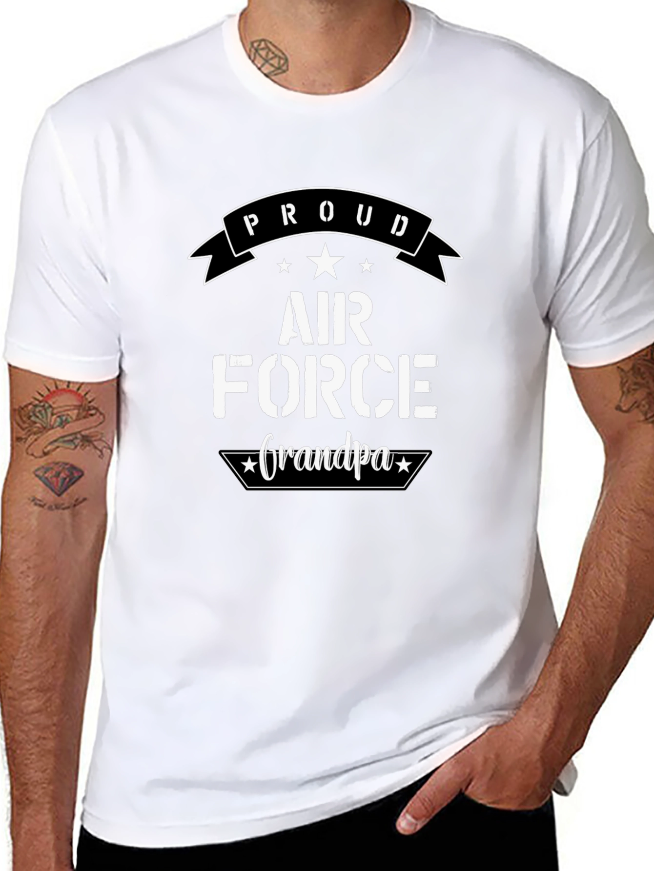 Proud Air Force Grandpa Black T-Shirt