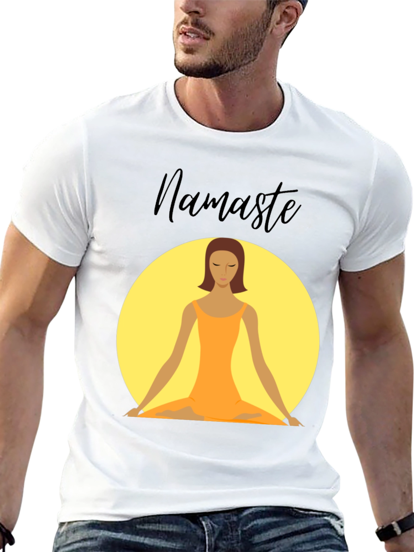 Namaste Yoga T-Shirt - Meditating Woman Design