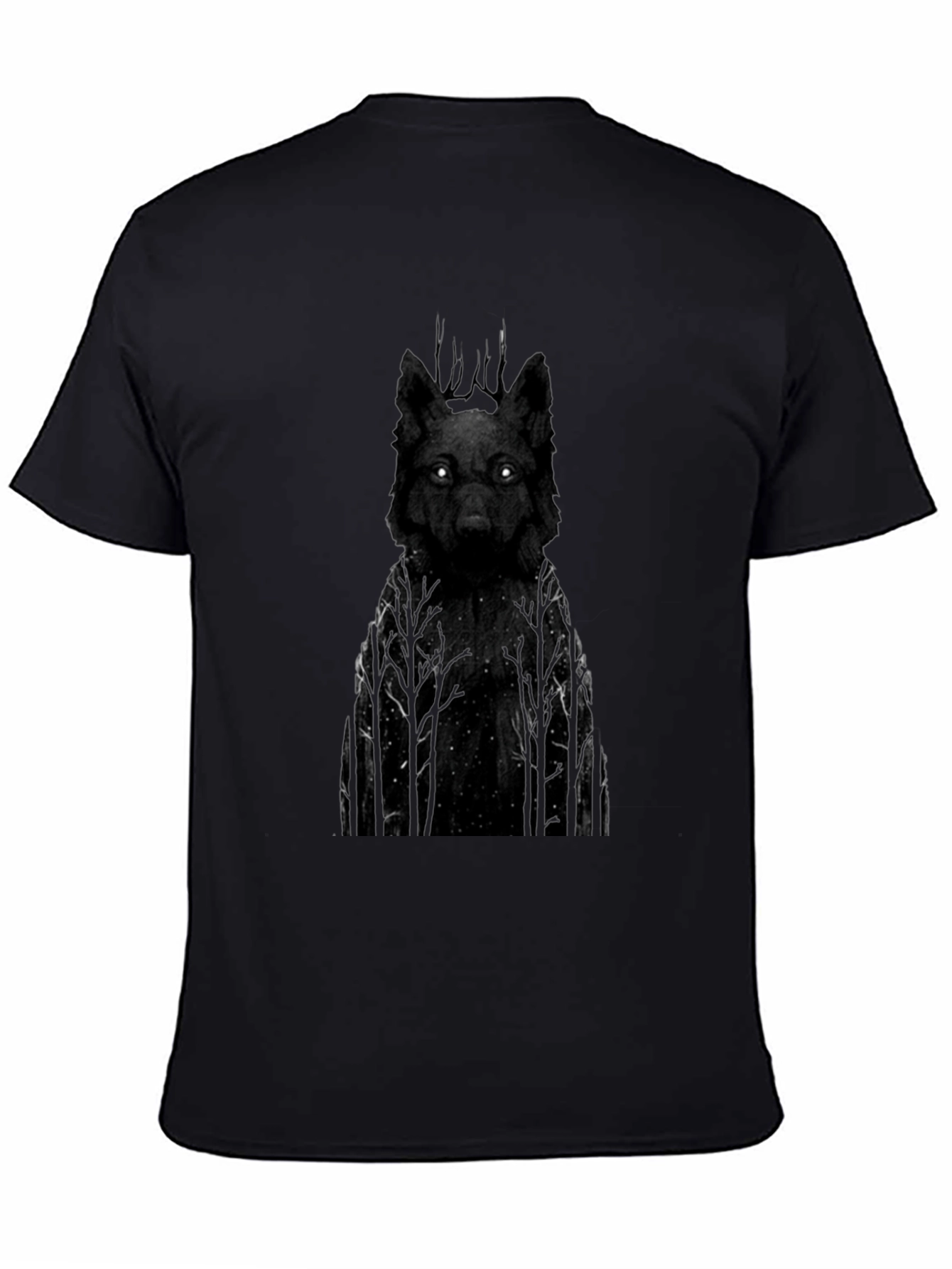 Mens Black Wolf Graphic Tee