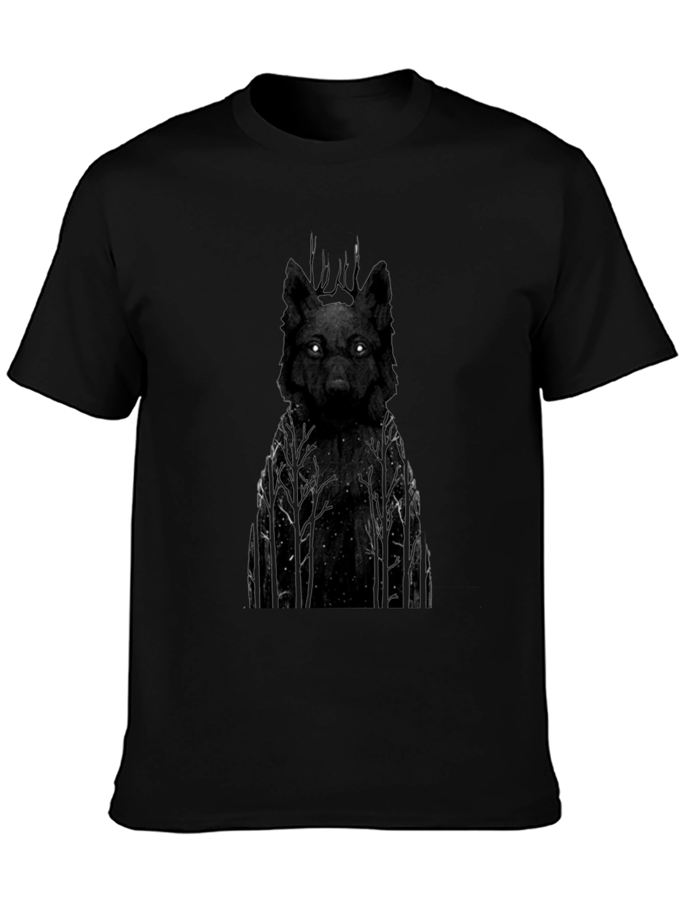 Mens Black Wolf Graphic Tee