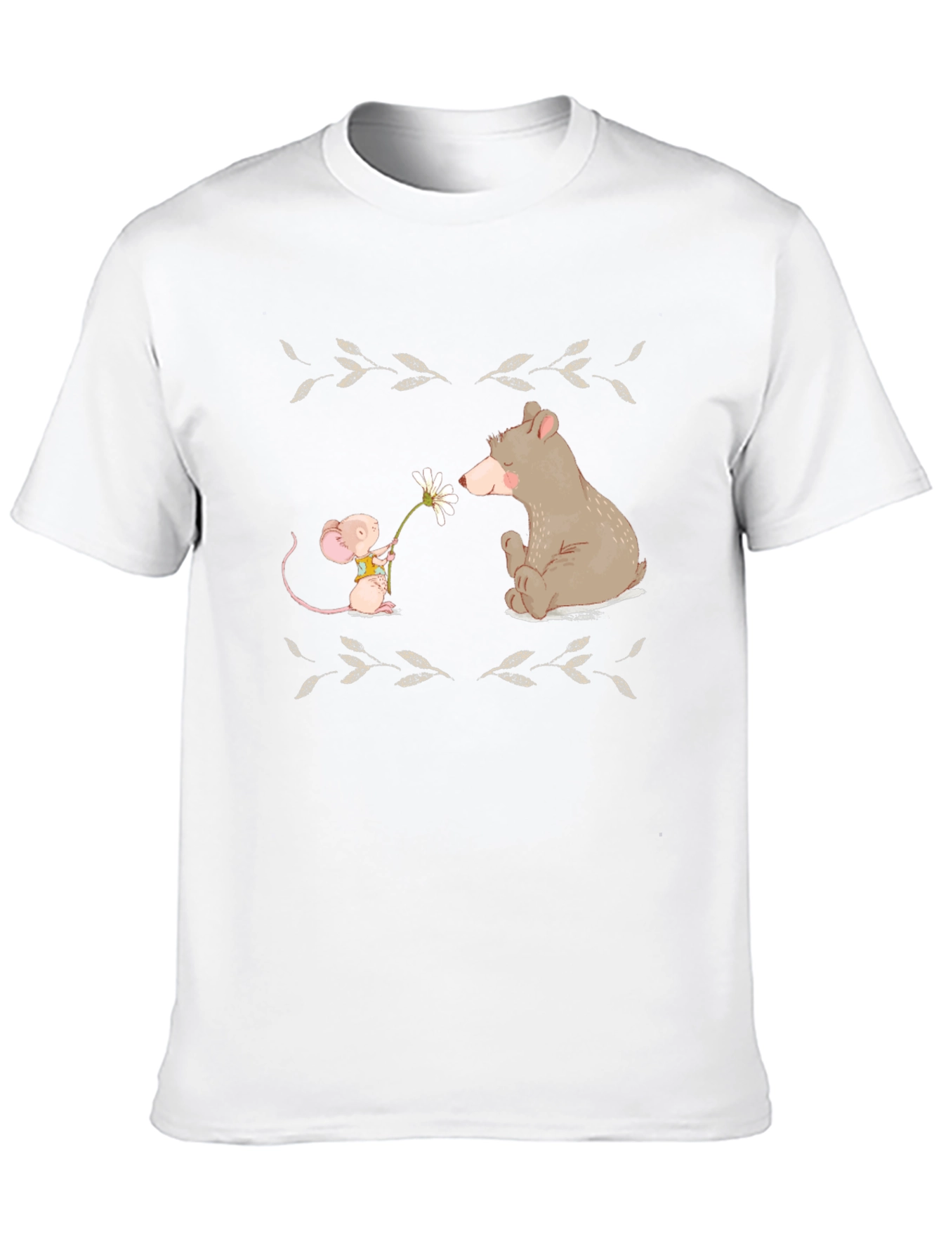 Cute Bear & Mouse T-Shirt -  Nature Illustration Tee