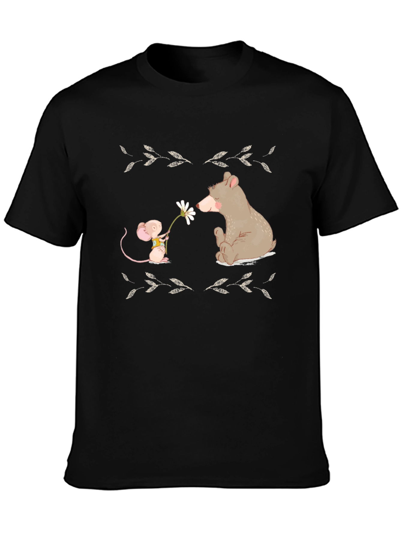 Cute Bear & Mouse T-Shirt -  Nature Illustration Tee