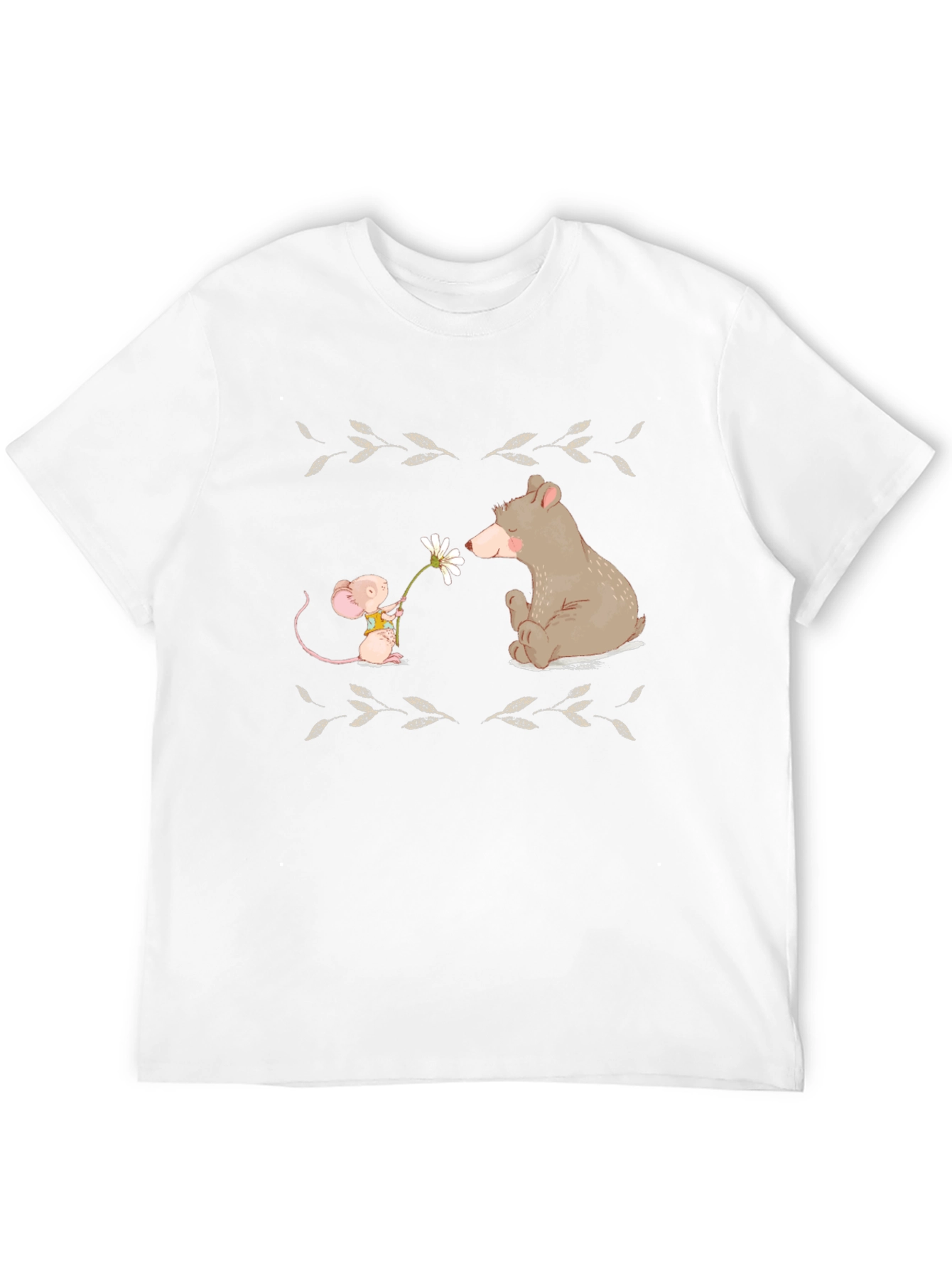 Cute Bear & Mouse T-Shirt -  Nature Illustration Tee