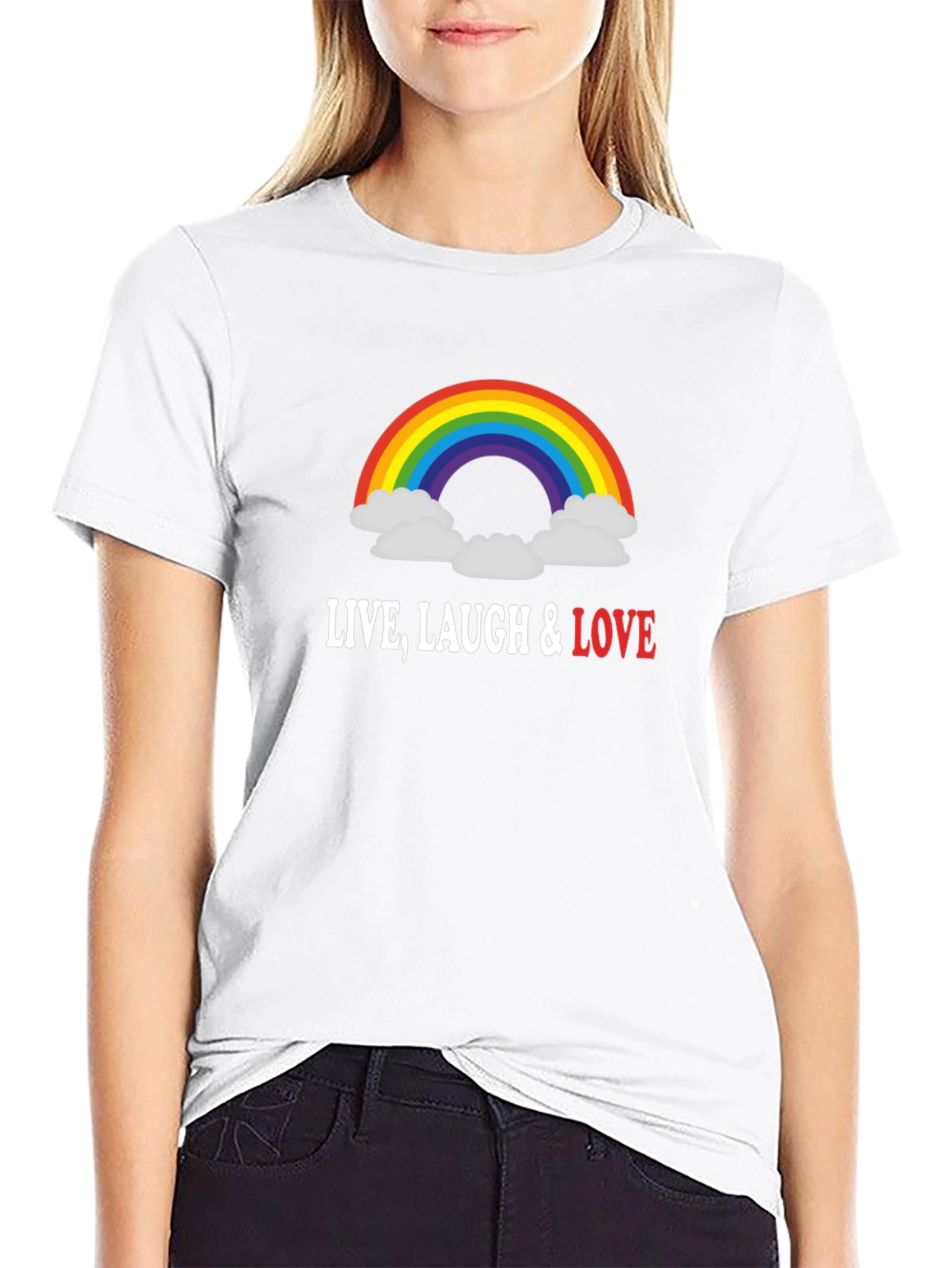 Rainbow Live Laugh Love Graphic T-Shirt