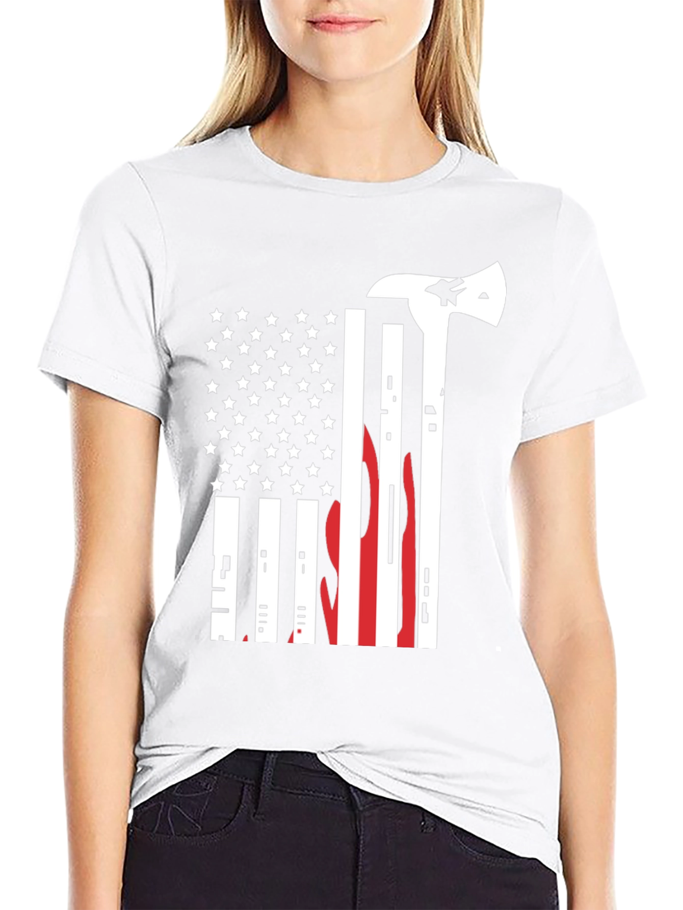 Firefighter Flag Axe Graphic Tee