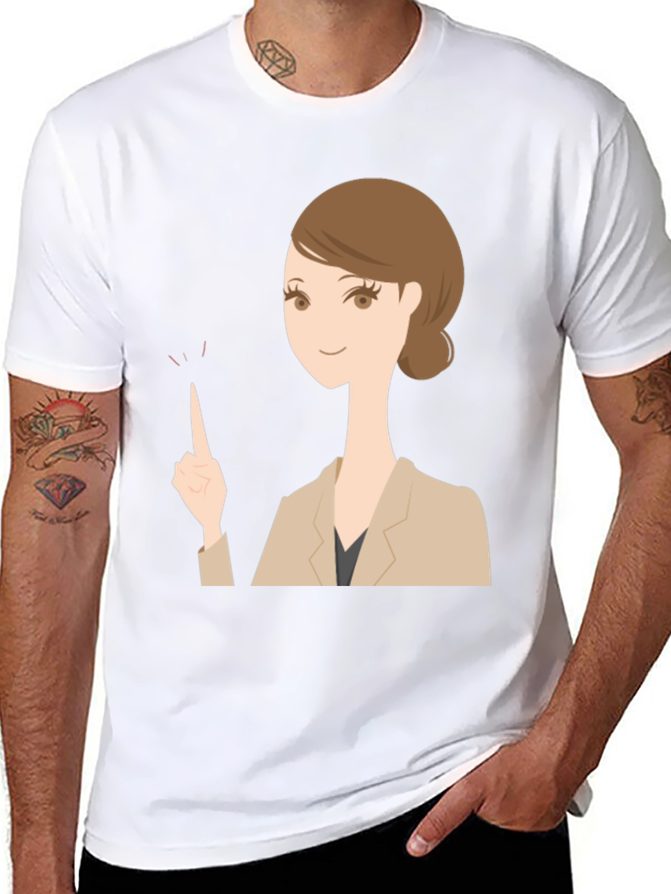 Woman Pointing T-Shirt - Black Graphic Tee