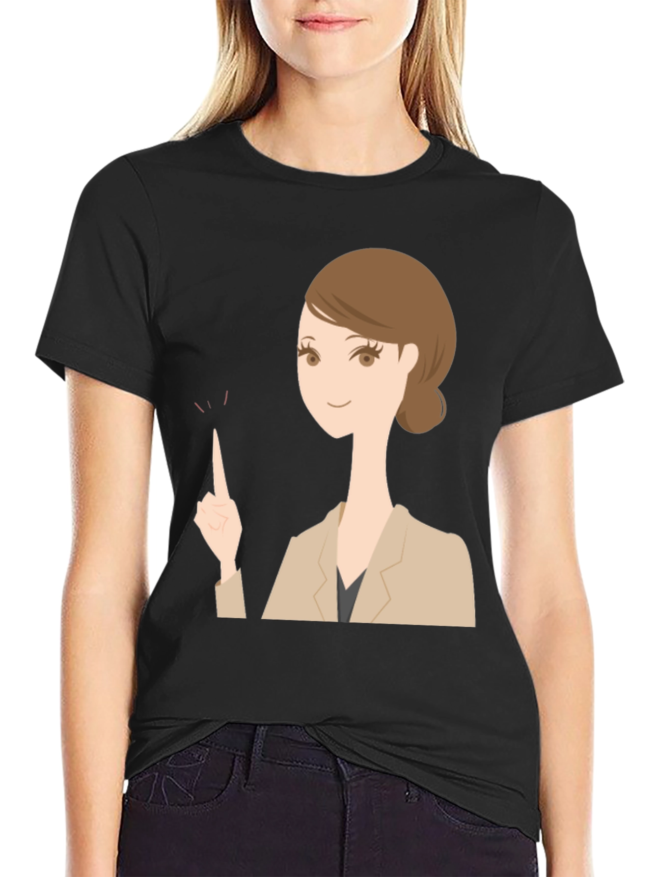 Woman Pointing T-Shirt - Black Graphic Tee
