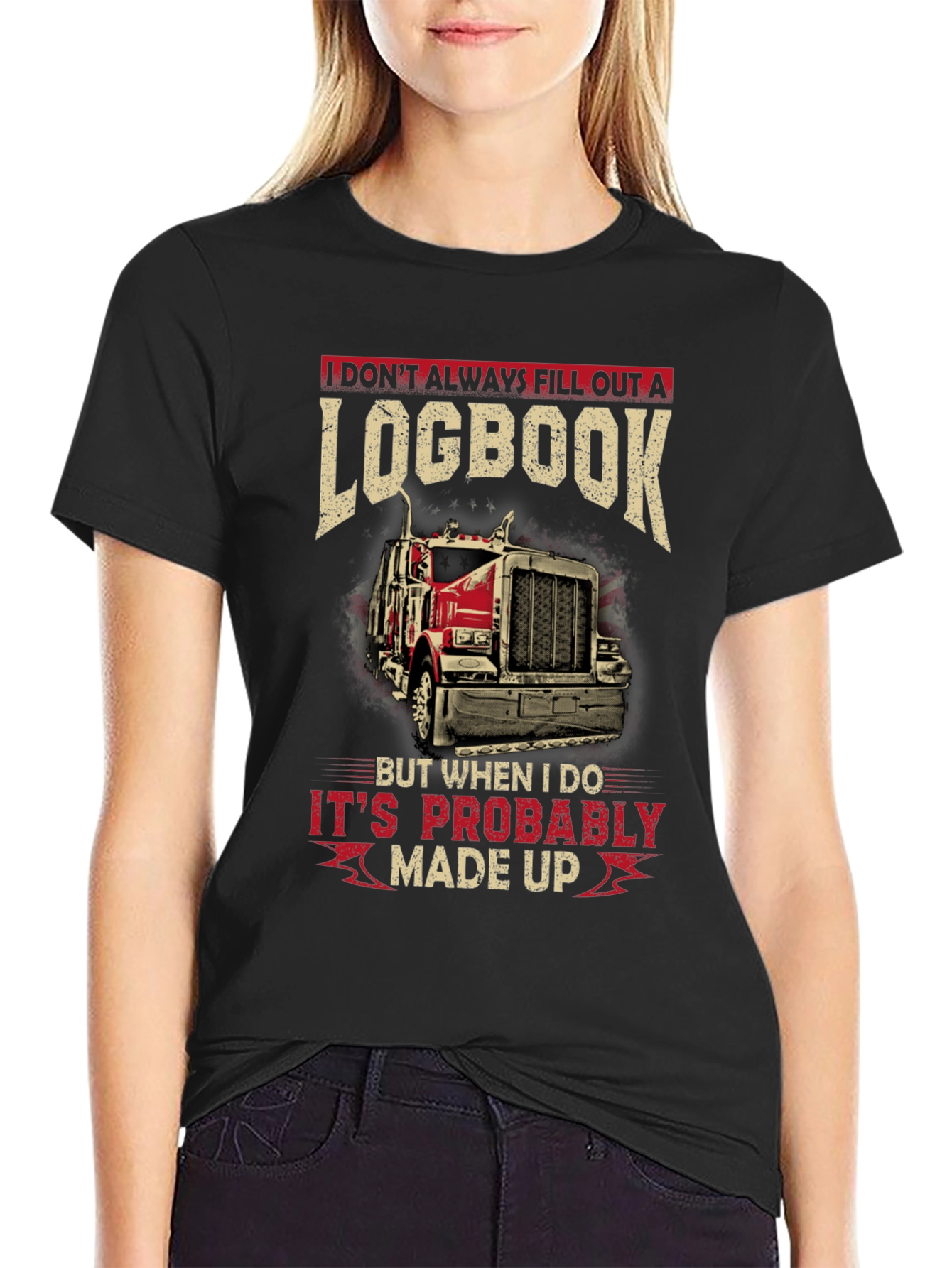 Funny Trucker Logbook T-Shirt - Made Up Design
