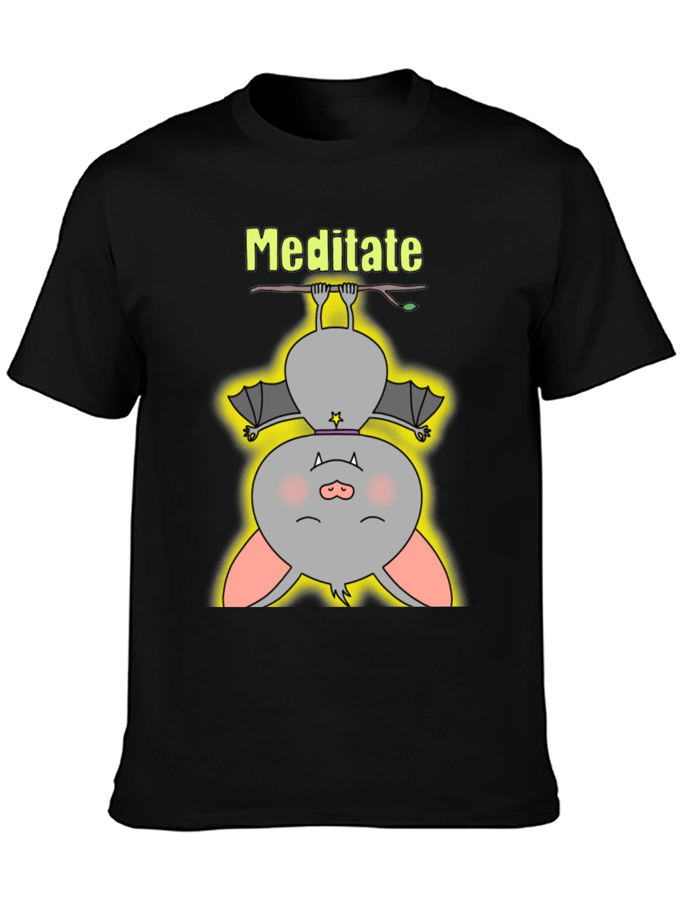 Meditate Bat Graphic Tee - Relaxed Fit